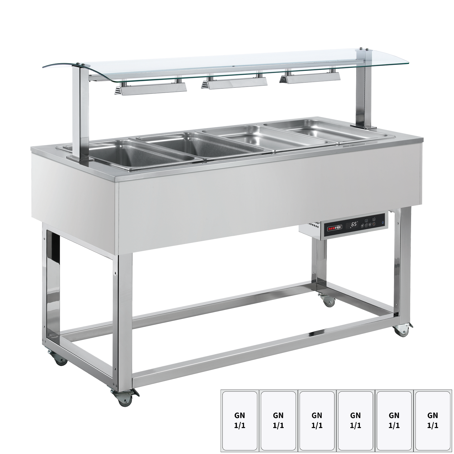 Buffet chauffé, à eau GN 6-1/1 RAL | REDFOX - ES RED+ 6R