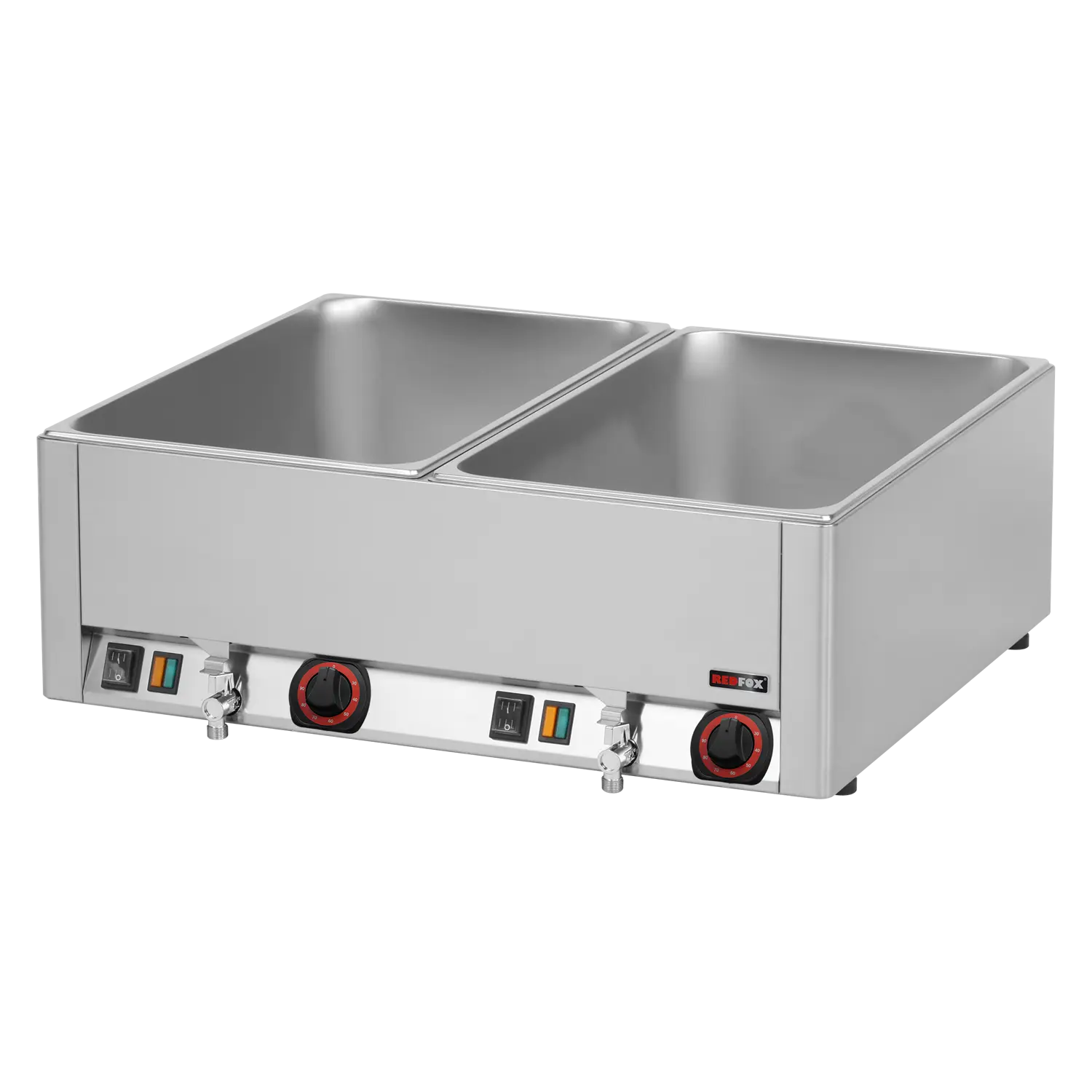 Bain marie électrique 2x GN 1/1 - 150 TOP avec vidange | REDFOX - BMV 2115
