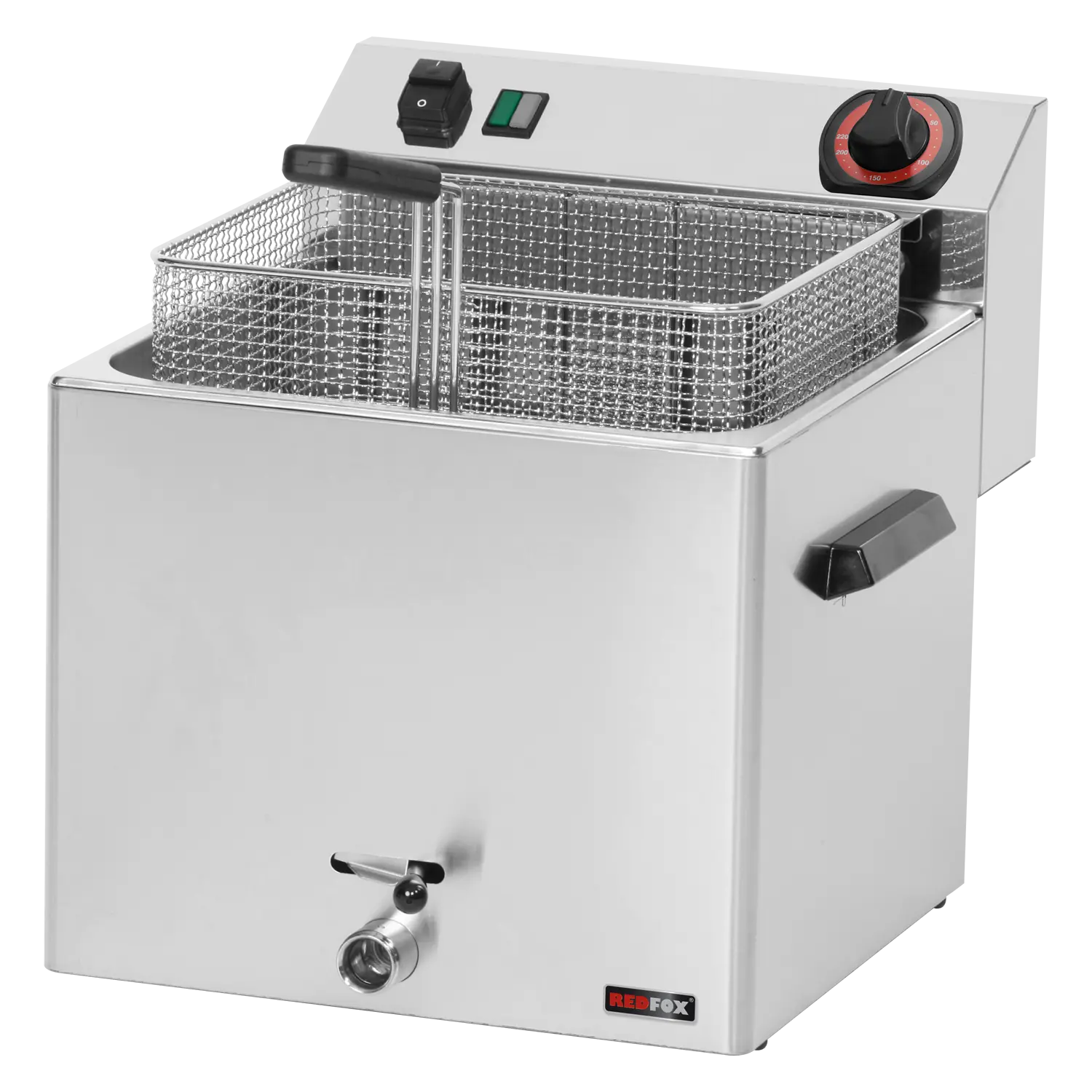 Friteuse électrique 0,74 kW/l, 11 l TOP avec robinet de vidange 400 V | REDFOX - FE 10 T
