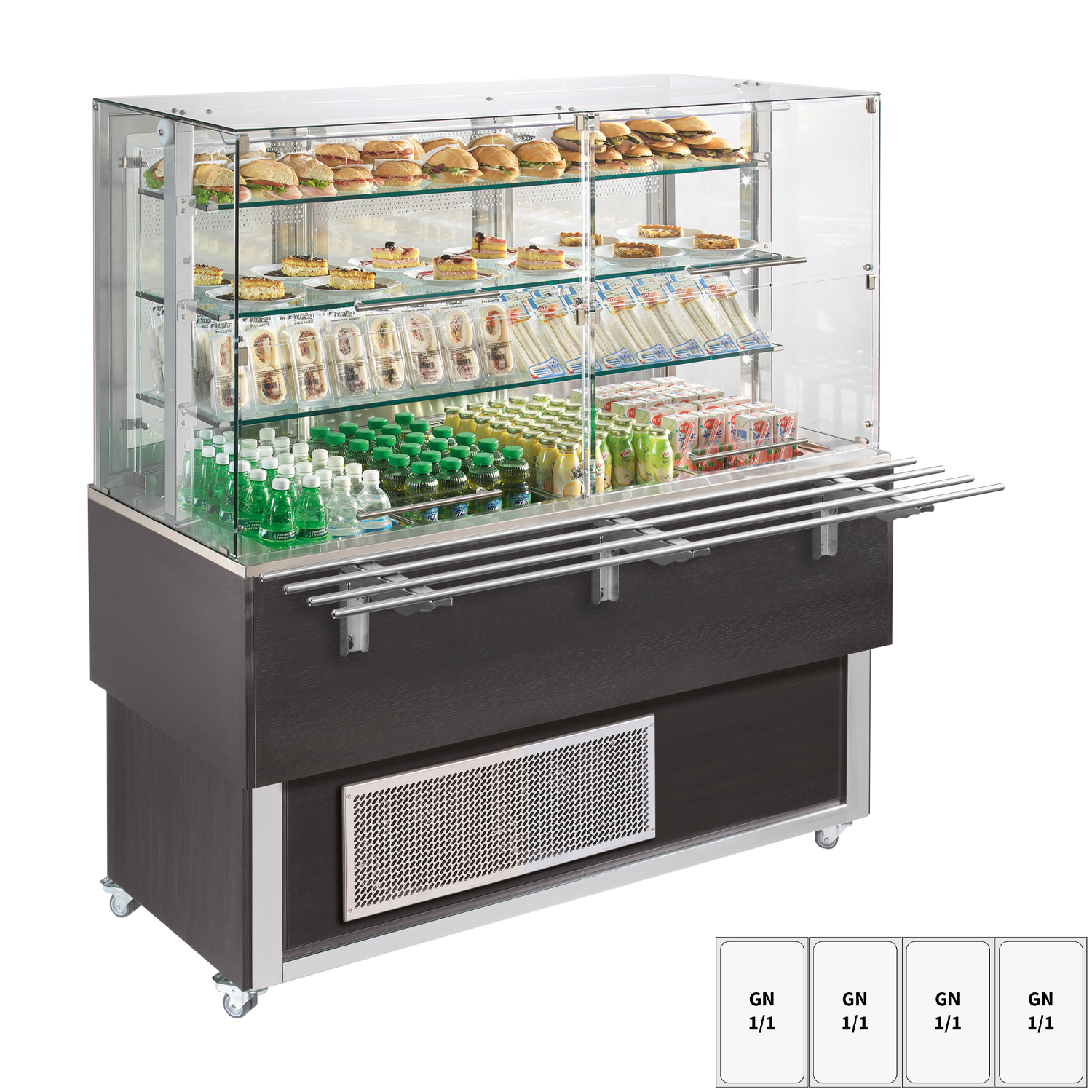 Vitrine refrigerée GN 4-1/1 cache du bas, ouverture vers le haut, Wenge | REDFOX - ES PLATINUM+ 4W DF