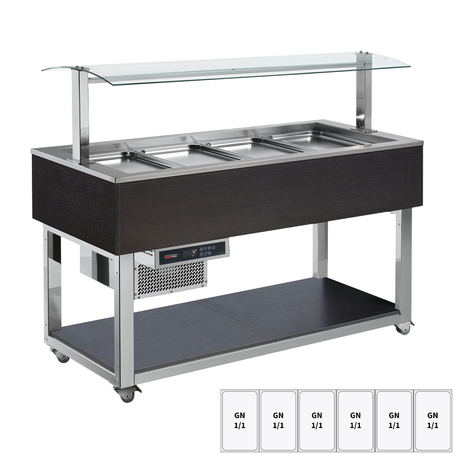 Buffet à froid positif GN 6-1/1 Wenge | REDFOX - ES GREEN+ 6W