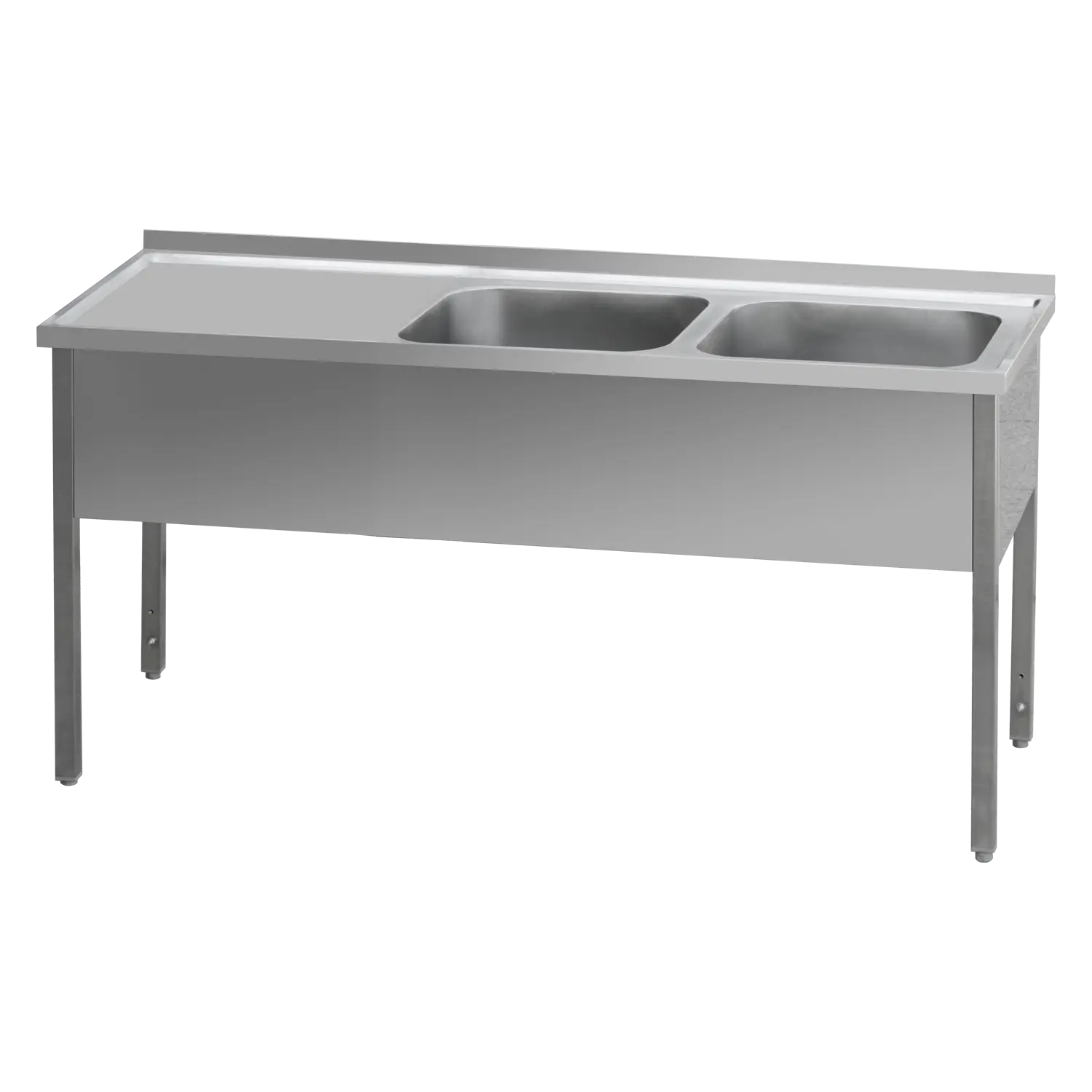 Table de lavage 190 -x70x90 - 2x évier 40x50x30 égouttoir gauche | REDFOX - MSDOL 7019