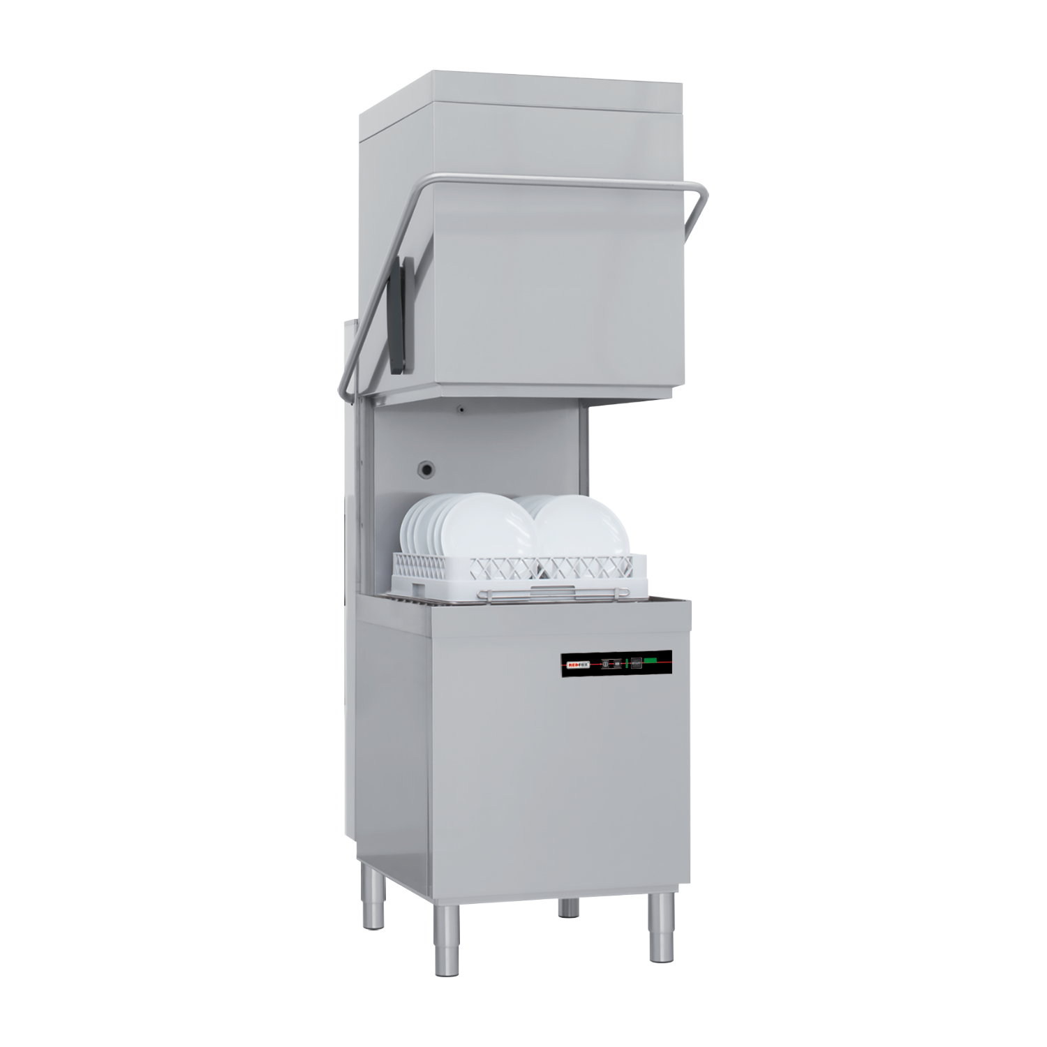 Lave-vaisselle à capot revêtement simple avec pompe de vidange 50x50 - 400 V | REDFOX - QQI 102 P