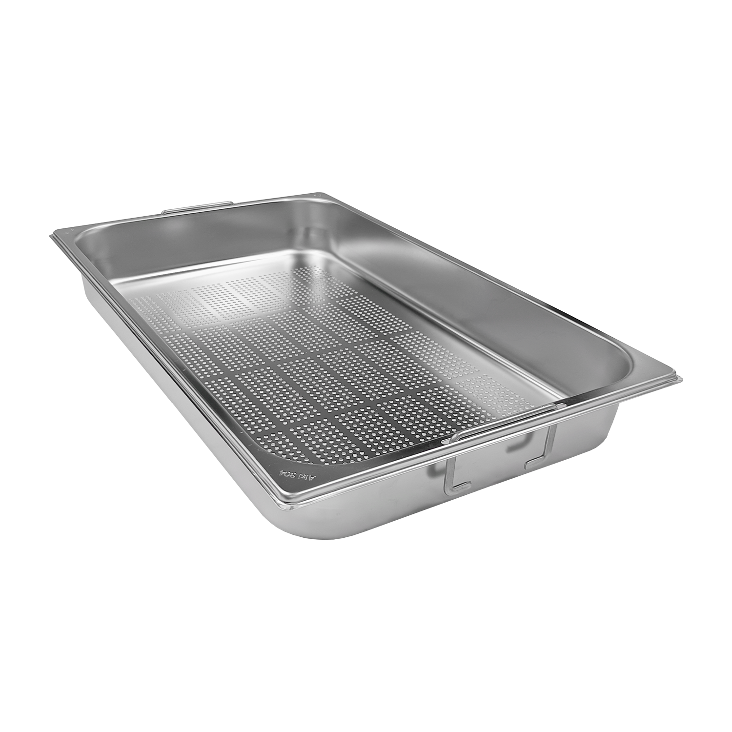 Bac gastronorme perforé GN 1/1 - 65 poignées escamontables en inox | REDFOX - GND 1/1-65 U