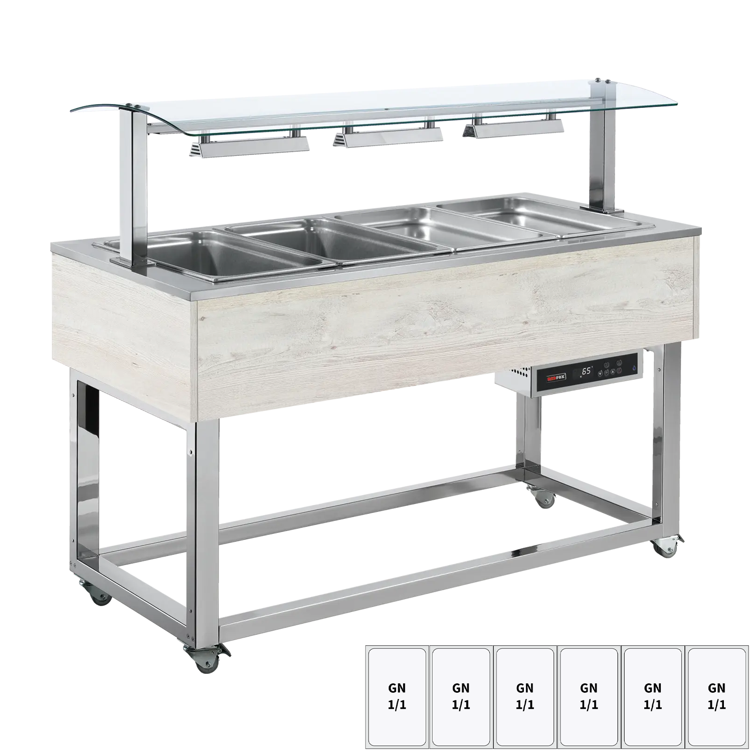 Buffet chauffé, à eau GN 6-1/1 Hemlock | REDFOX - ES RED+ 6H