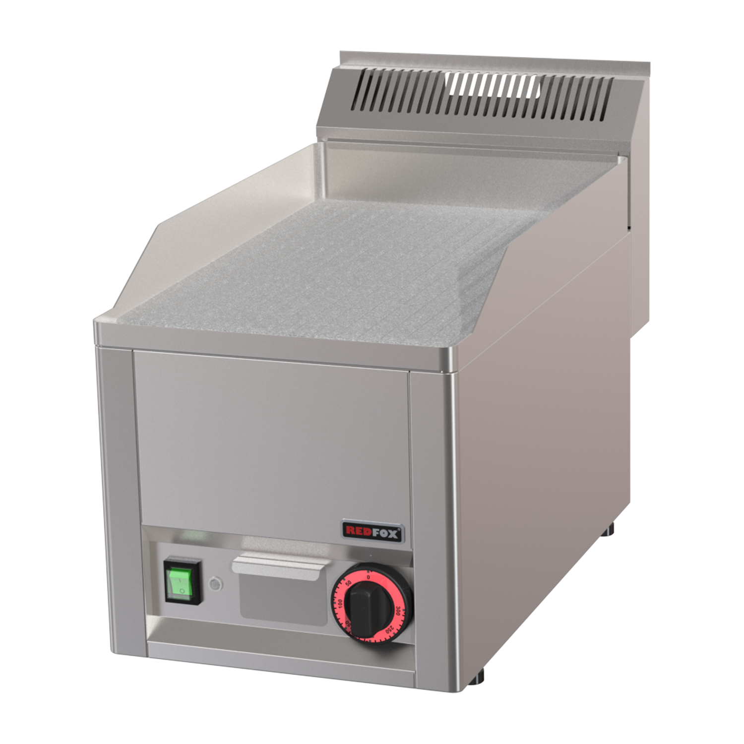 Plaque de cuisson 32x48 électrique chrome durable nervurée sans soubassement 230 V | REDFOX - FTRC 30 EL