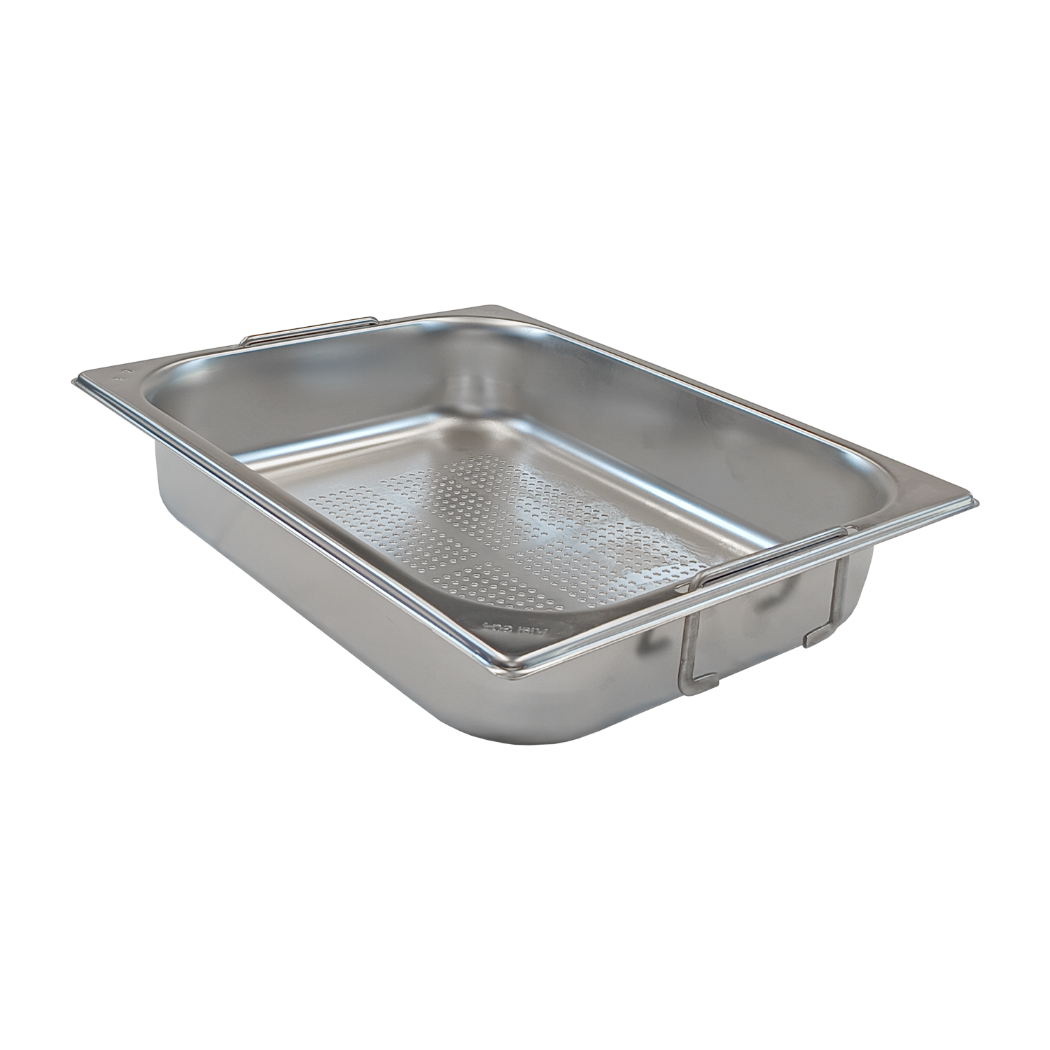 Bac gastronorme perforé GN 1/2 - 65 poignées escamontables en inox | REDFOX - GND 1/2-65 U