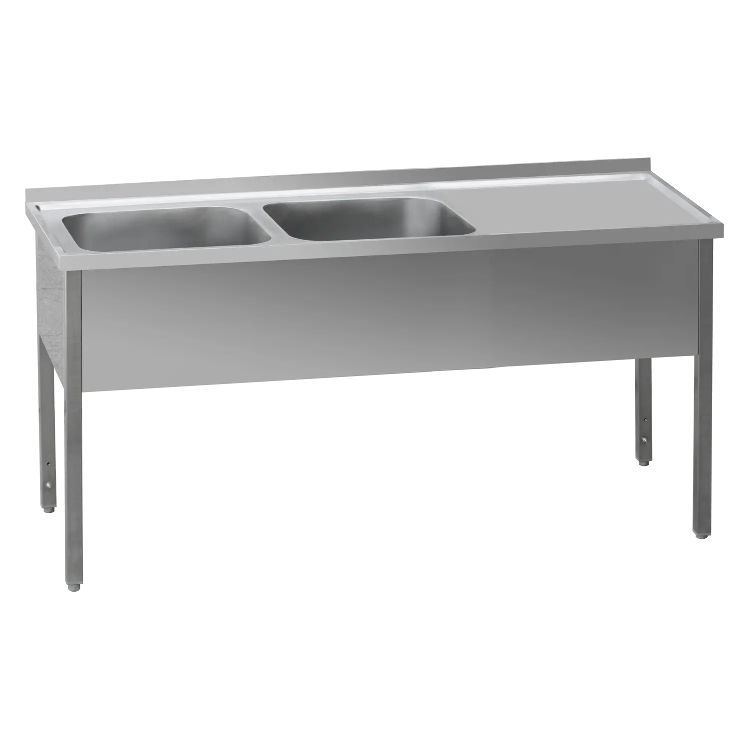 Table de lavage 160x70x90 - 2x évier 50x40x30 égouttoir droit | REDFOX - MSDOP 7016
