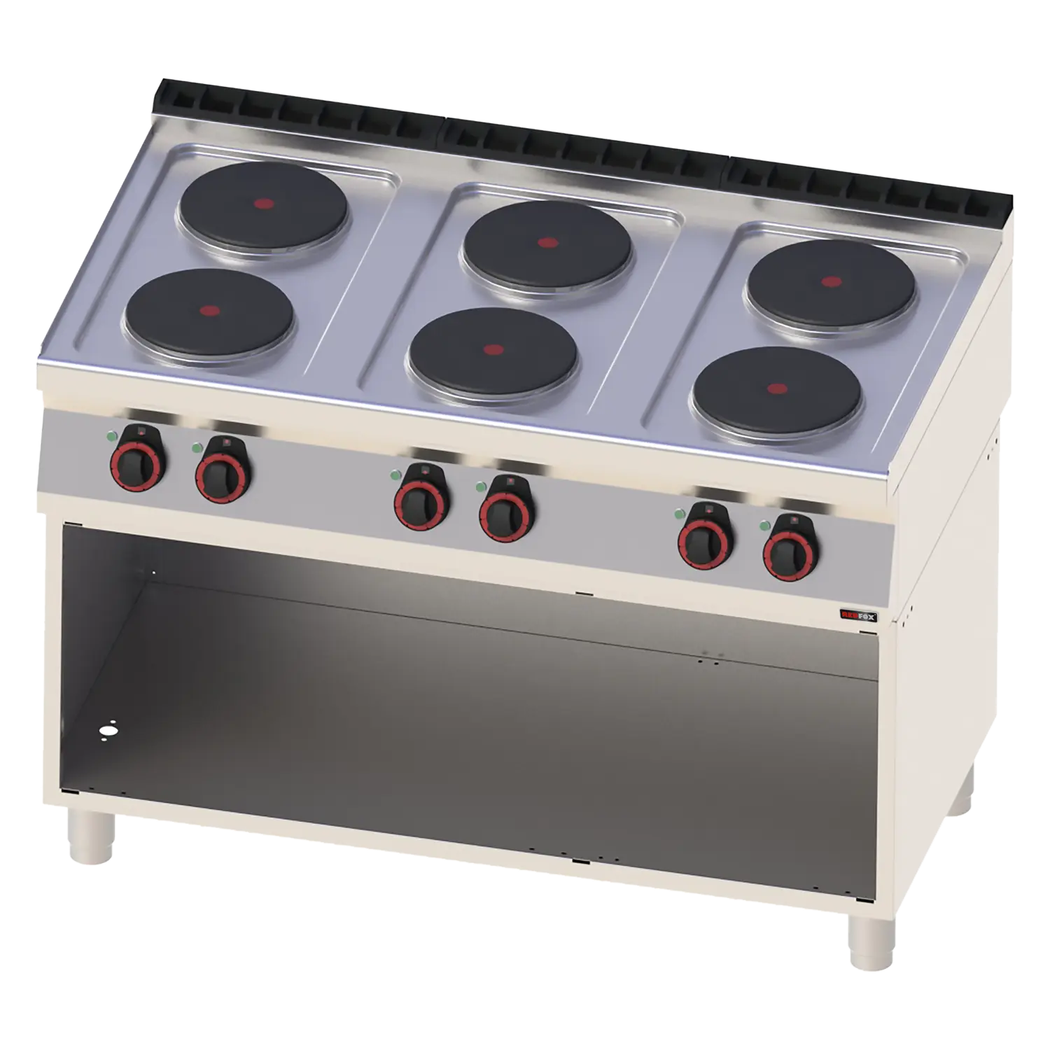 Fourneau électrique 6x feu avec soubassement 400 V | REDFOX - SP 70/120 E