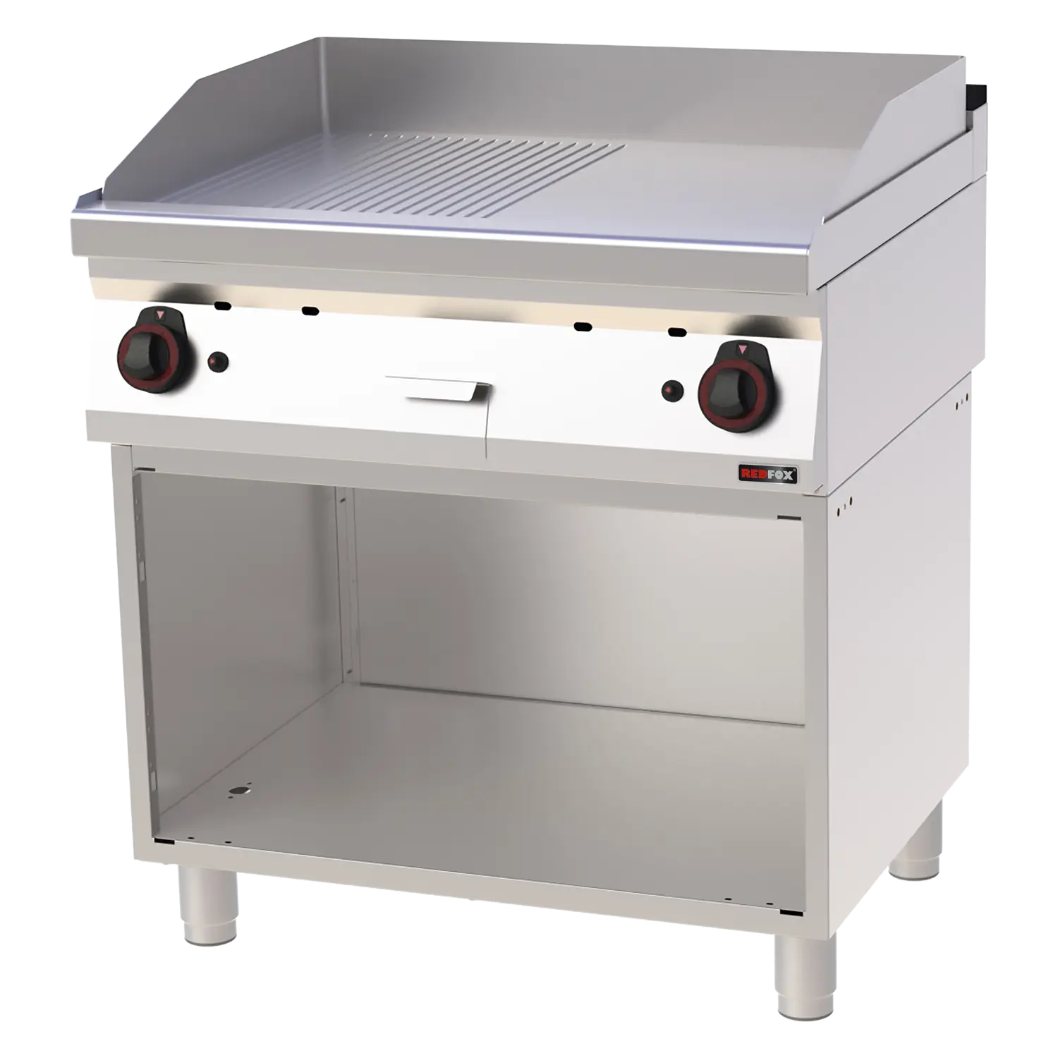 Plaque de cuisson 80x51 à gaz chromée combinée avec soubassement | REDFOX - FTHRC 70/80 G