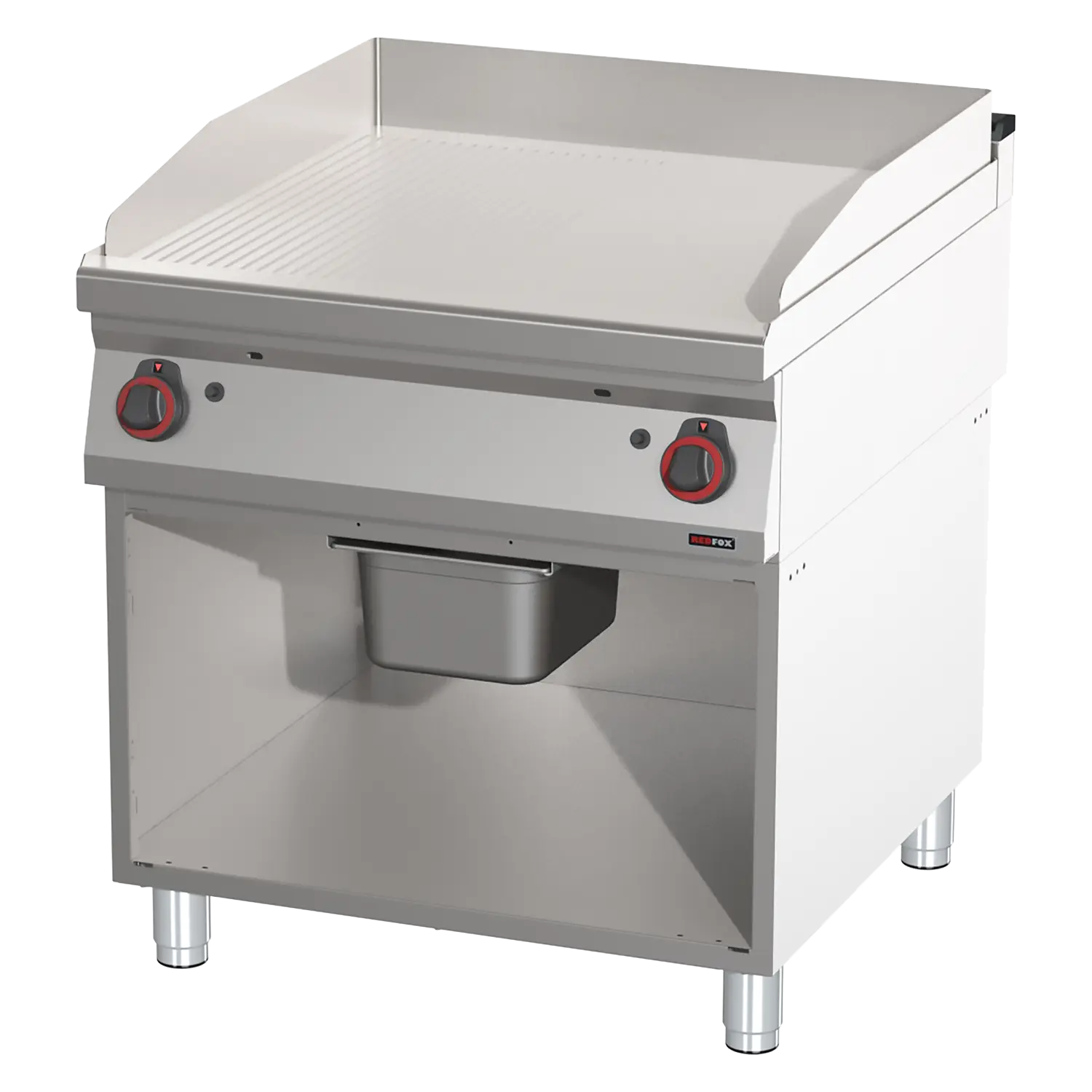 Plaque de cuisson lisse/nervurée chromée | REDFOX - FTHRC 90/80 G