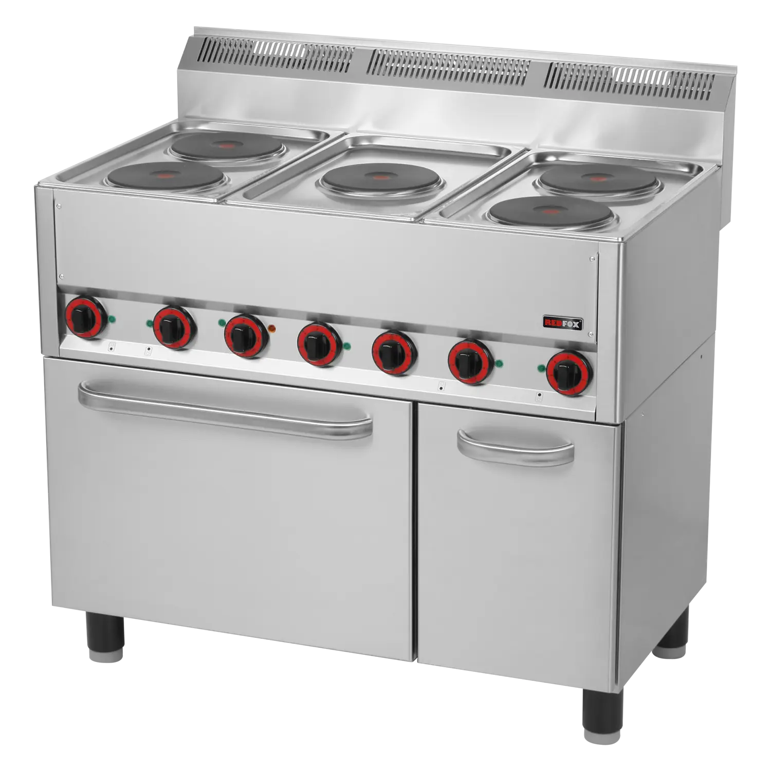 Fourneau électrique avec four à air chaud électrique GN 1/1 - 5x feu 400 V | REDFOX - SPT 90/5 ELS