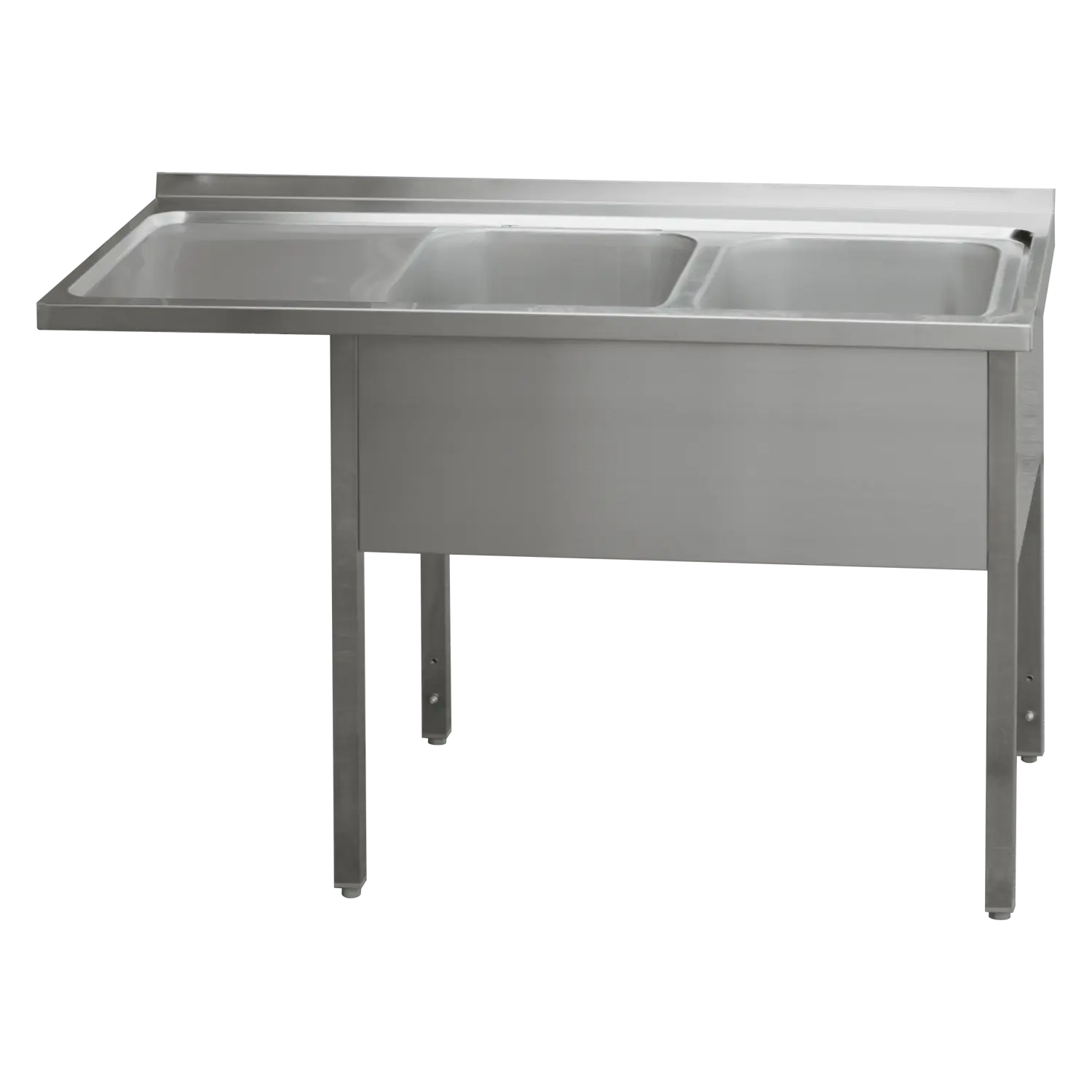 Table de lavage 150x70x90 - 2x évier 40x50x30 égouttoir gauche | REDFOX - MSDOL/M 7015