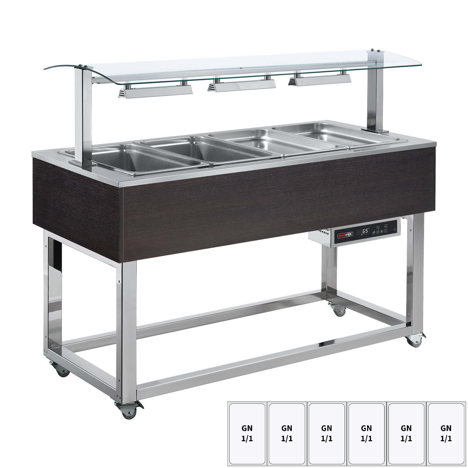 Buffet chauffé, à eau GN 6-1/1 Wenge | REDFOX - ES RED+ 6W
