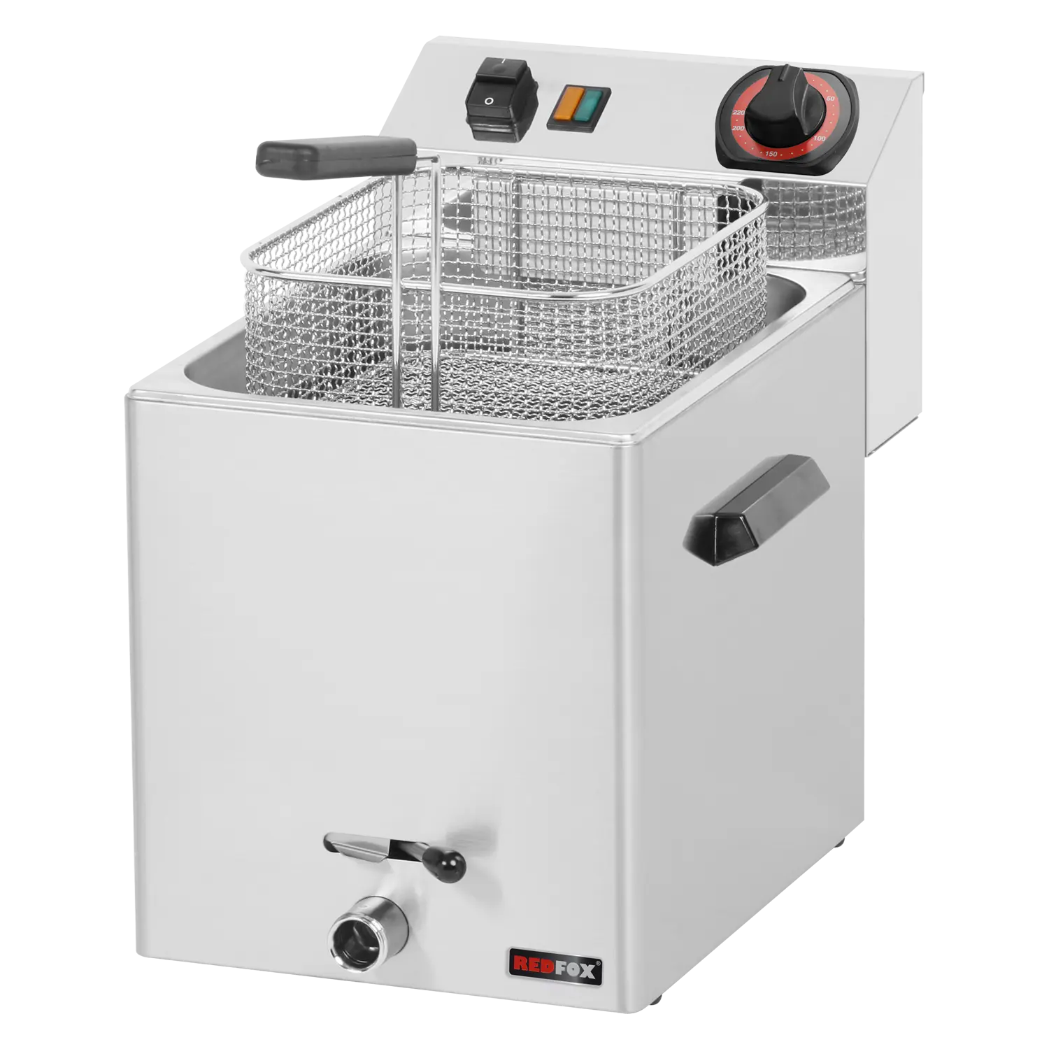 Friteuse électrique 0,75 kW/l, 8 l TOP avec robinet de vidange 400 V | REDFOX - FE 07 VT