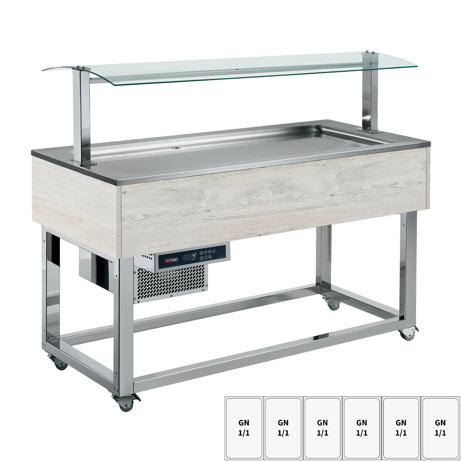 Buffet à froid positif GN 6-1/1 Hemlock | REDFOX - ES LIME+ 6H