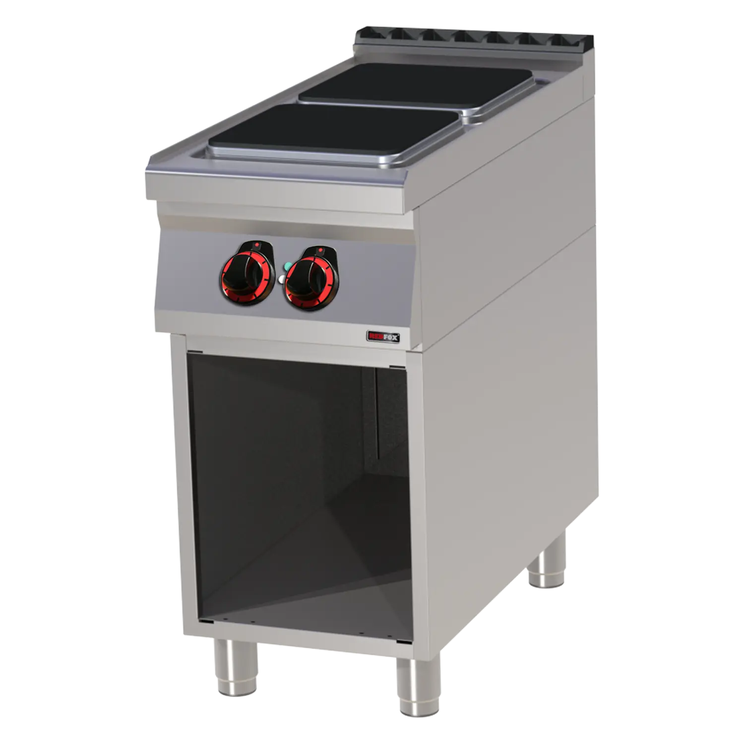 Fourneau électrique 2x feu avec soubassement 400 V | REDFOX - SPQ 90/40 E