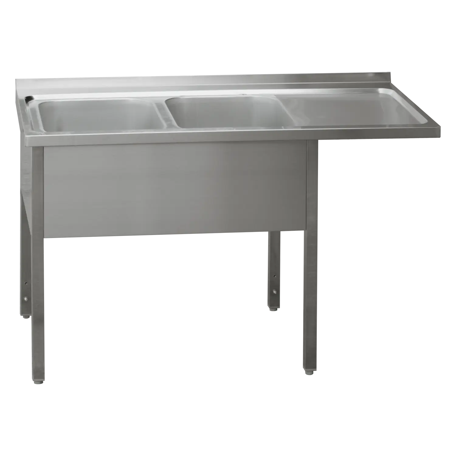Table de lavage 210x70x90 - 2x évier 60x50x30 égouttoir droit | REDFOX - MSDOP/M 7021