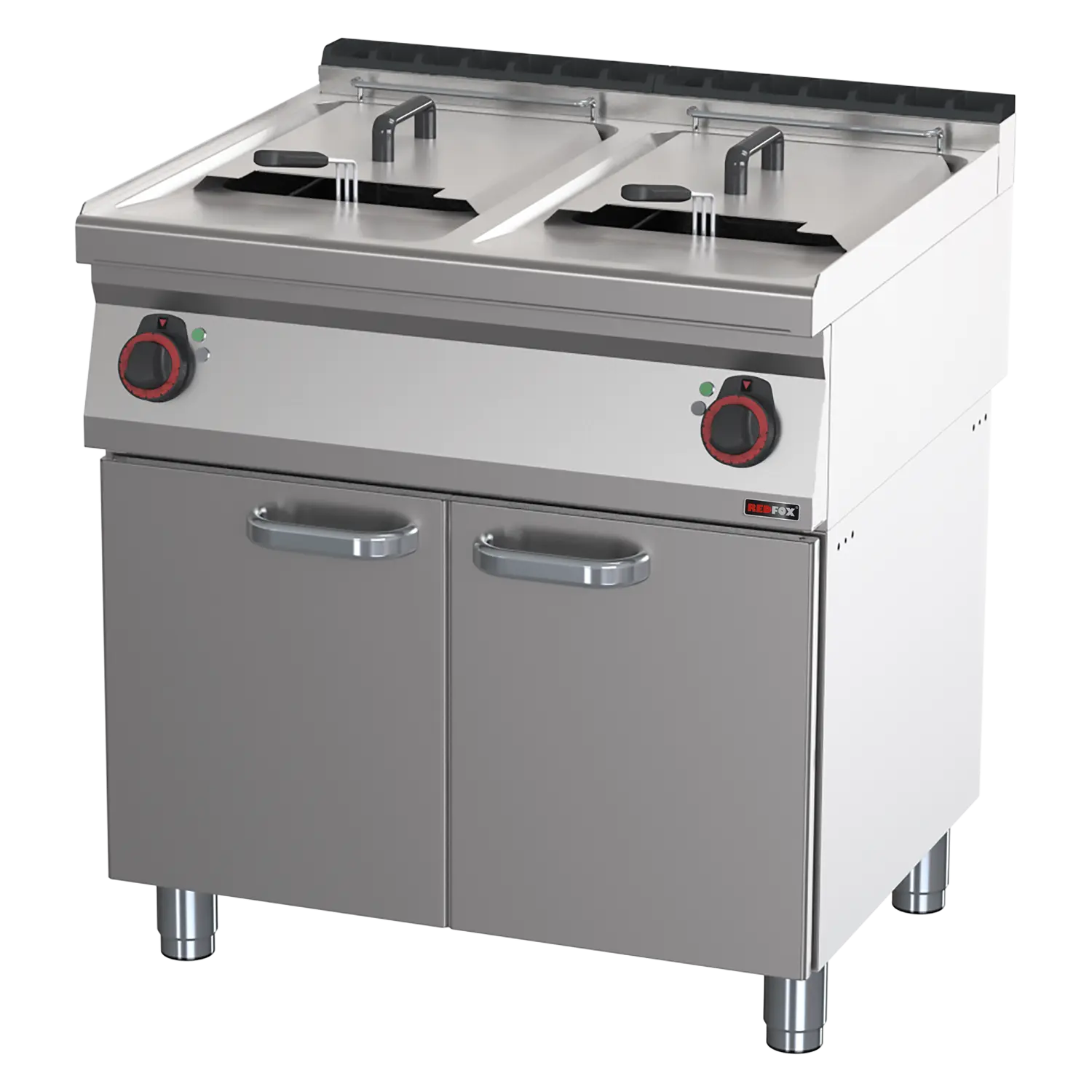 Friteuse électrique double 0,8 kW/l, 17+17 l avec soubassement 400 V | REDFOX - FE 70/80 E