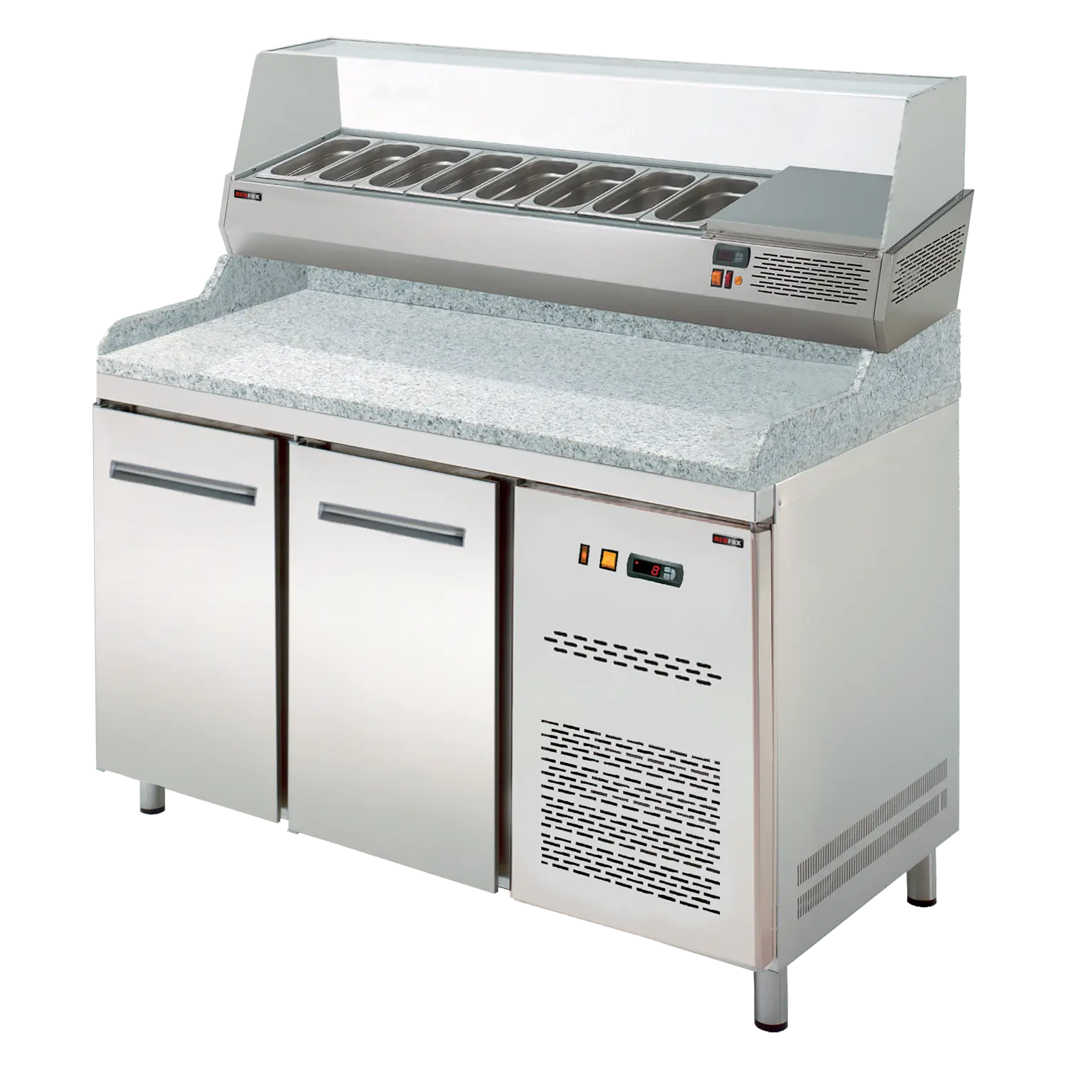 Vitrine refrigerée 150 cm GN 1/4 pour table RTP-2D | REDFOX - RCH 4150