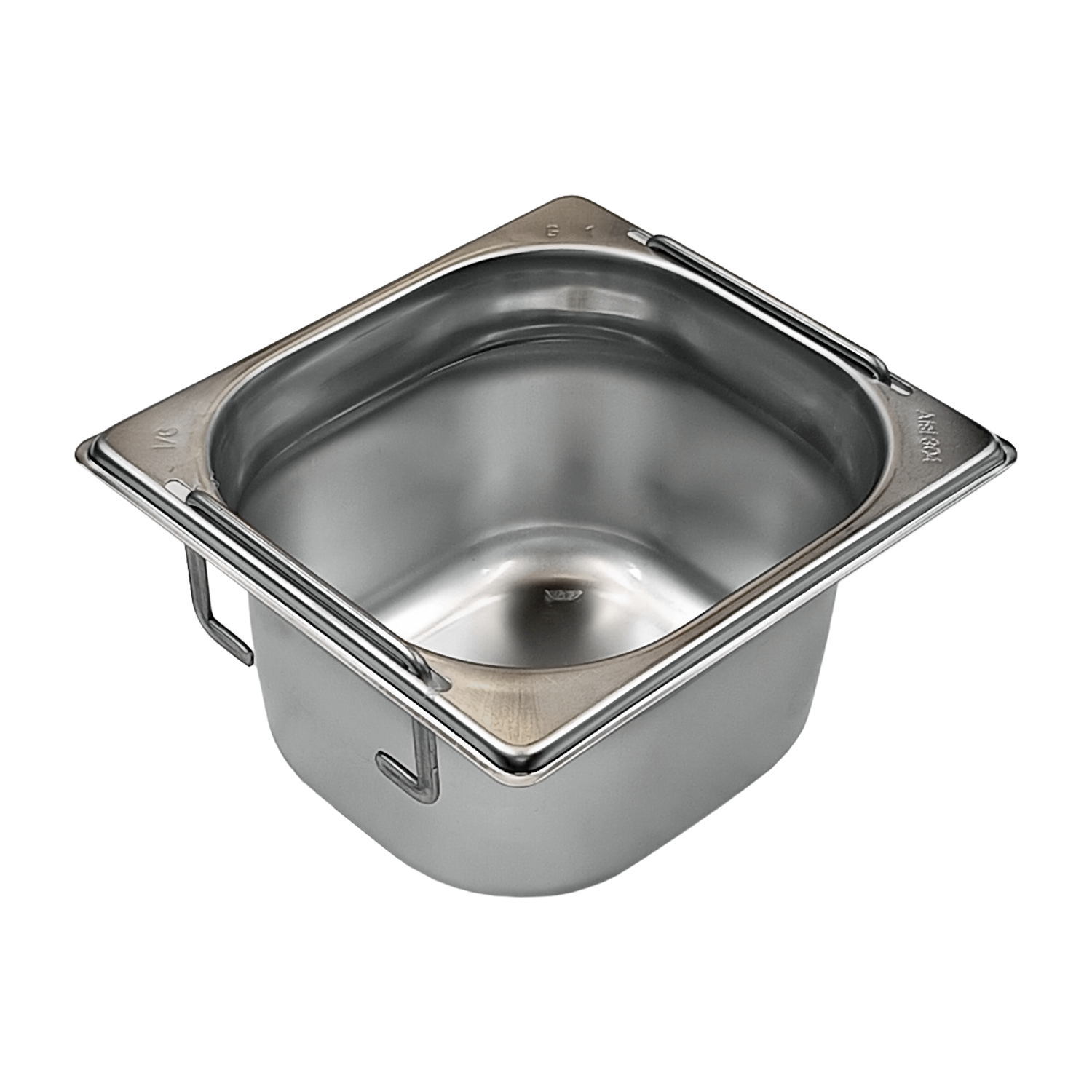 Bac gastronorme GN 1/6 - 100 poignées escamontables en inox | REDFOX - GN 1/6-100 U