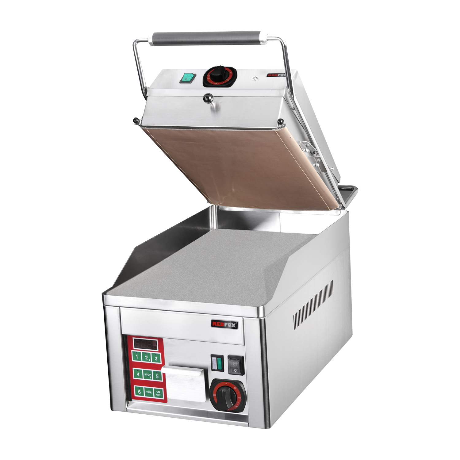 Plaque de cuisson électrique lisse chrome durable avec plaque de contact | REDFOX - FTHC 30 ED + KD 30 T