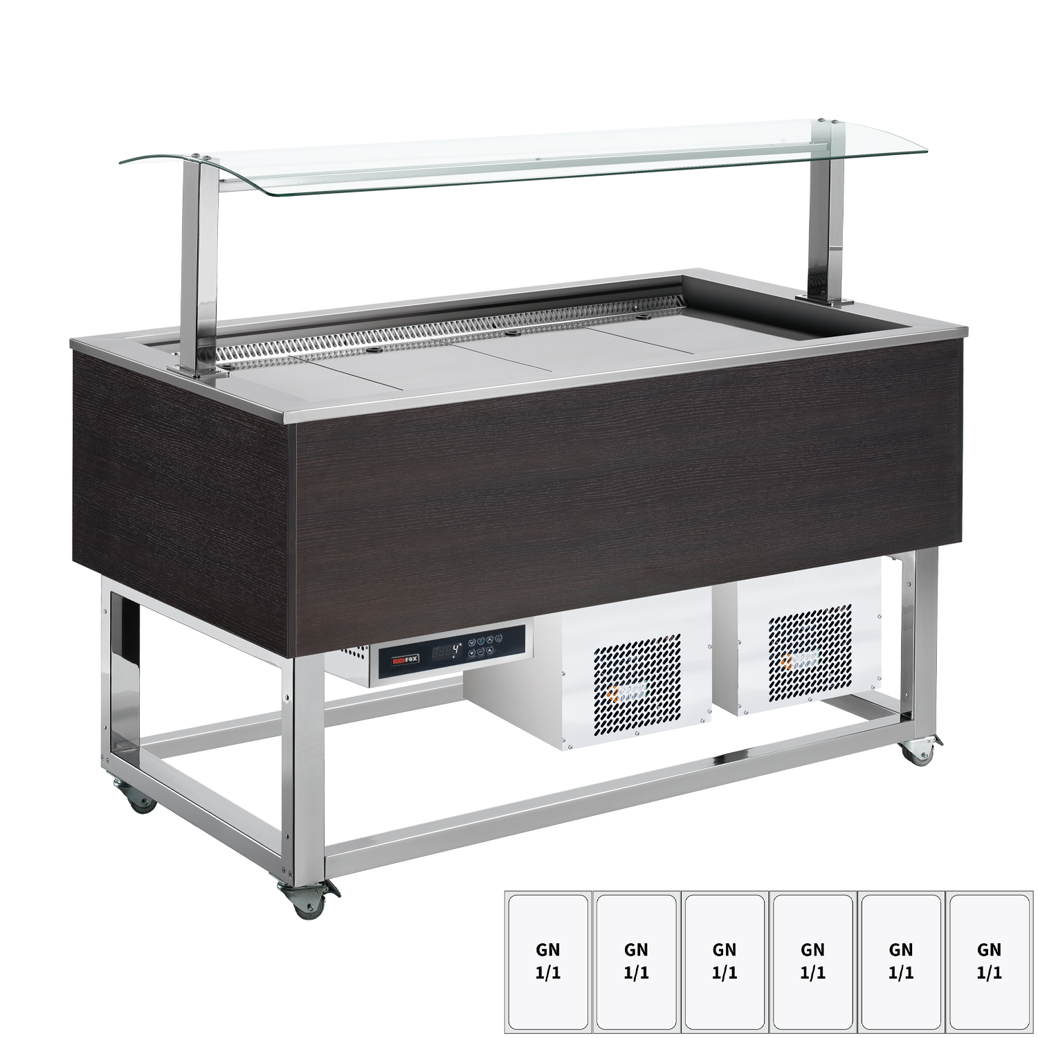 Buffet à froid positif GN 6-1/1 Wenge | REDFOX - ES BLUE+ 6W