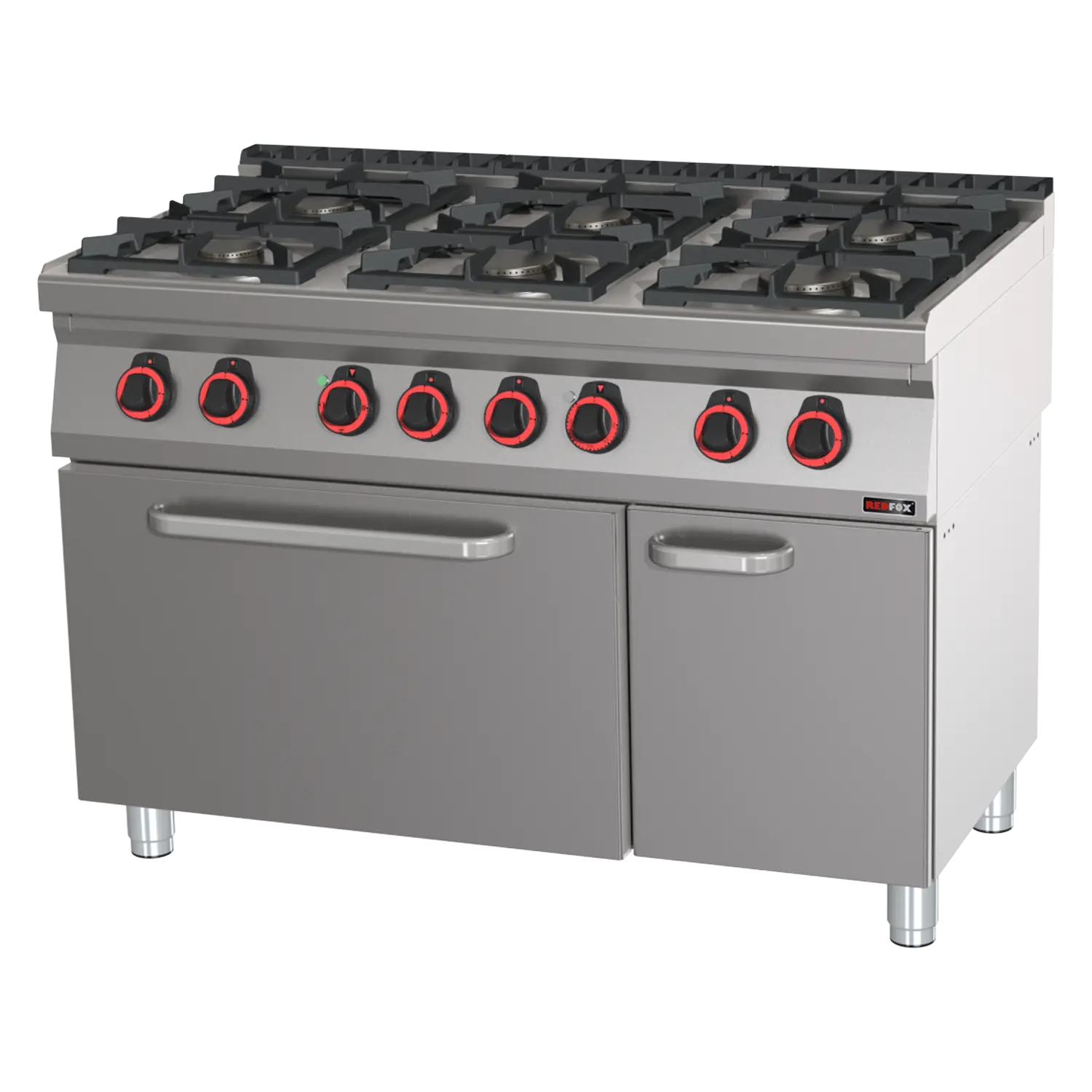 Fourneau combiné avec four électrique statique GN 2/1 - 6x brûleur ECO | REDFOX - SPBT 70/120 21 GE