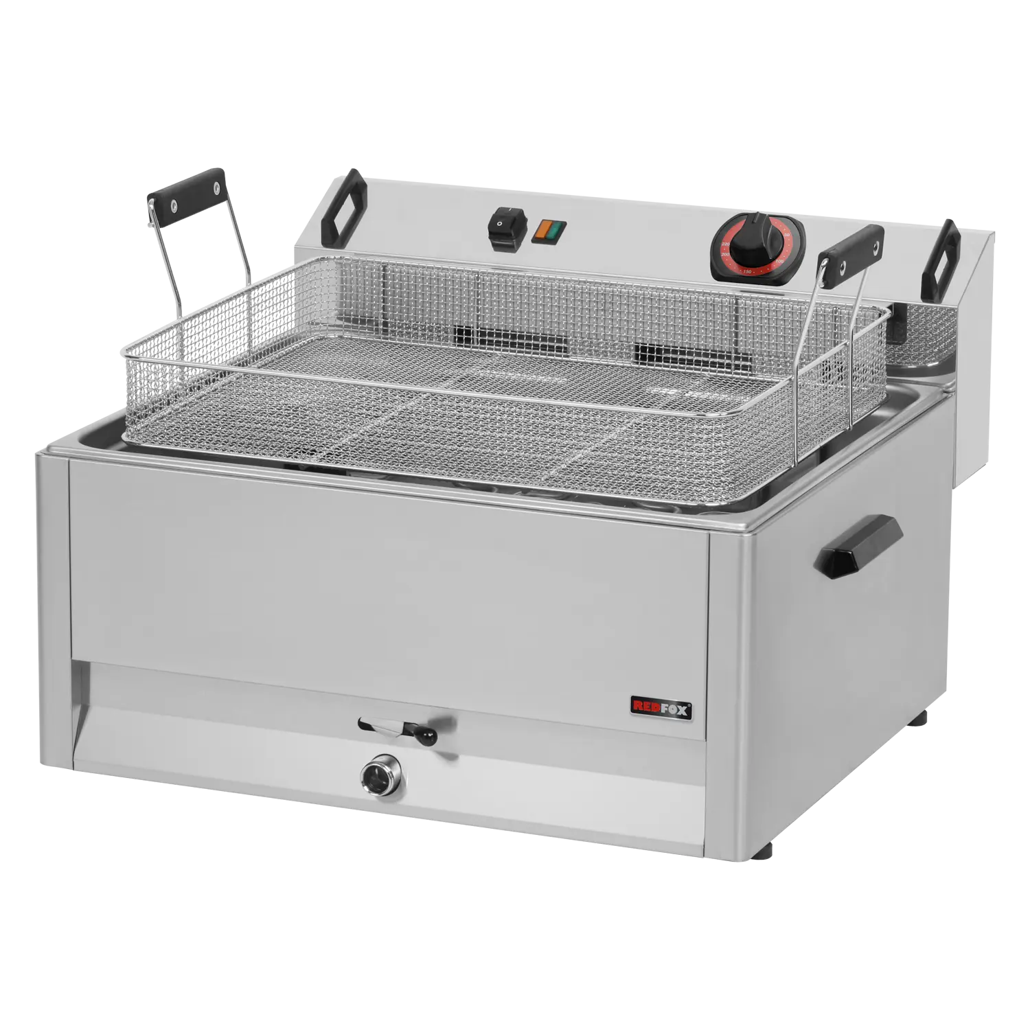 Friteuse électrique 0,5 kW/l, 30 l TOP avec robinet de vidange 400 V | REDFOX - FE 60 T