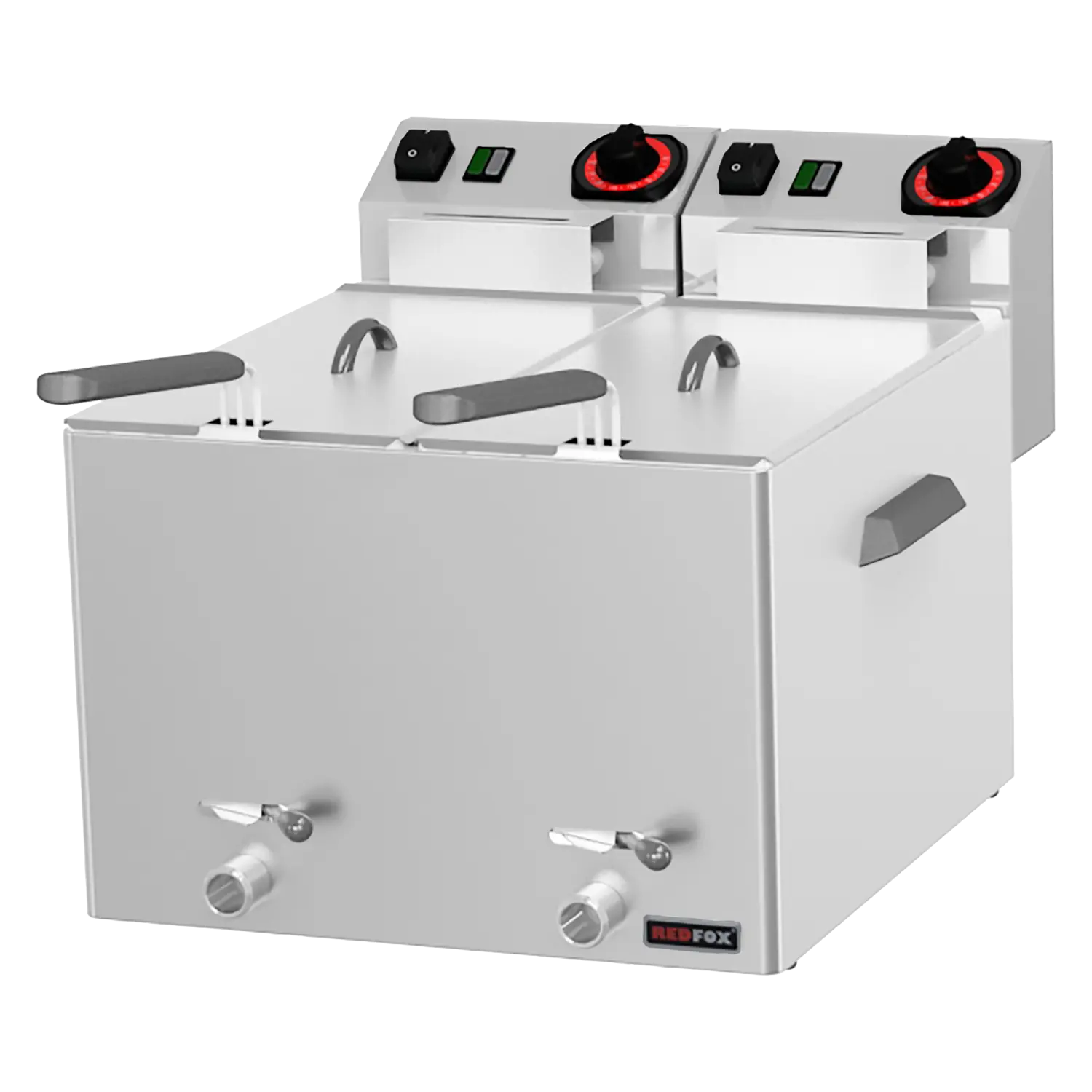 Friteuse électrique double pour les poissons 0,43 kW/l, 8+8 l TOP avec robinet de vidange 230 V | REDFOX - FE 88 V