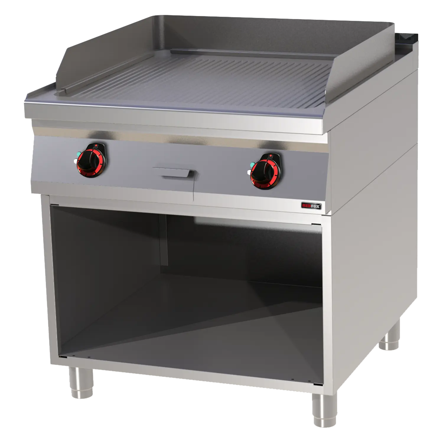 Plaque de cuisson 71x65 électrique nervurée avec soubassement 400 V | REDFOX - FTR 90/80 E