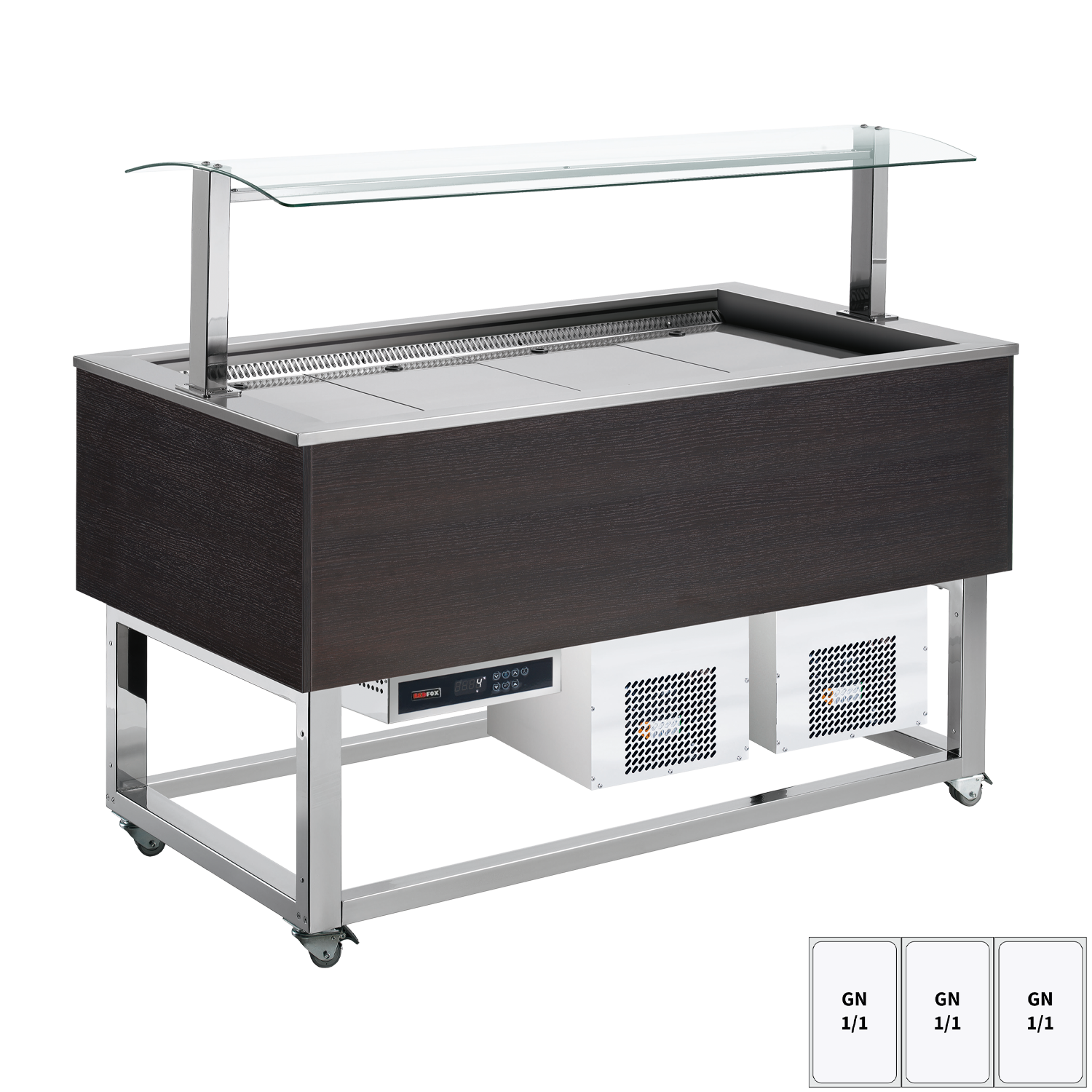 Buffet à froid positif GN 3-1/1 Wenge | REDFOX - ES BLUE+ 3W