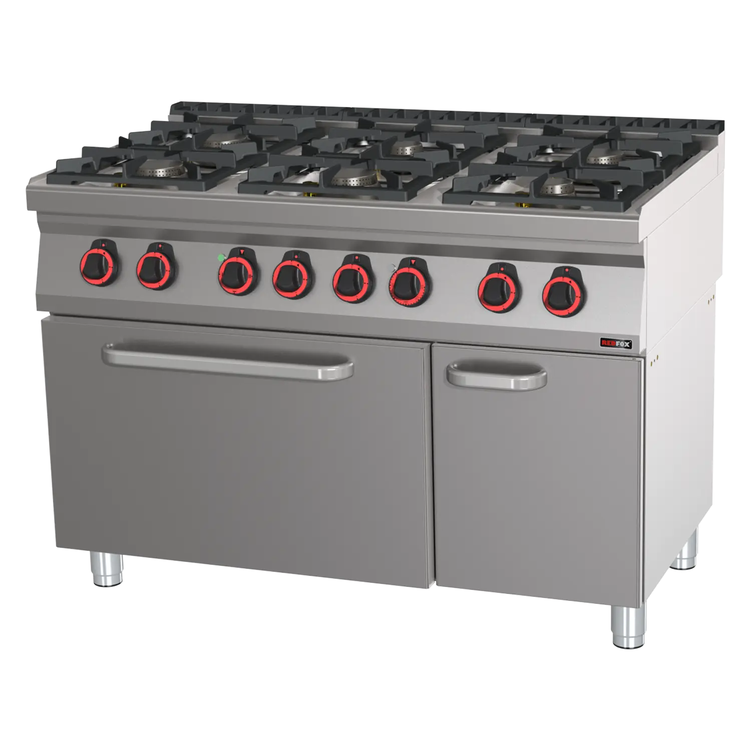 Fourneau combiné avec four électrique statique GN 2/1 - 6x brûleur | REDFOX - SPT 70/120 21 GE