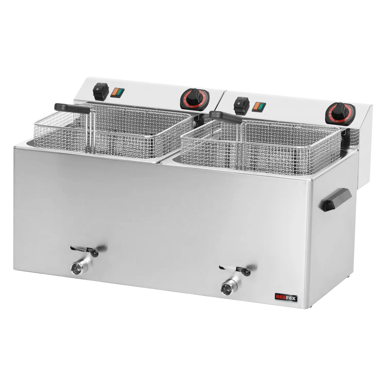 Friteuse électrique double 0,74 kW/l, 11+11 l TOP avec robinet de vidange 400 V | REDFOX - FE 1010 T