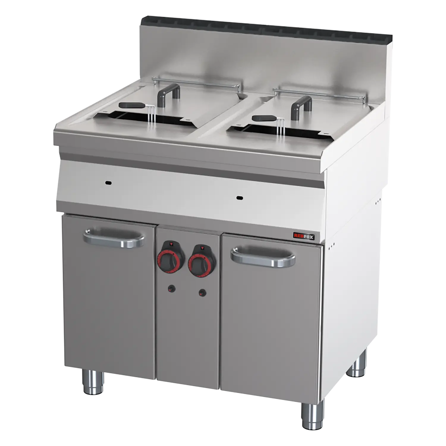 Friteuse double à gaz 0,8 kW/l, 15+15 l avec soubassement | REDFOX - FE 70/80 G