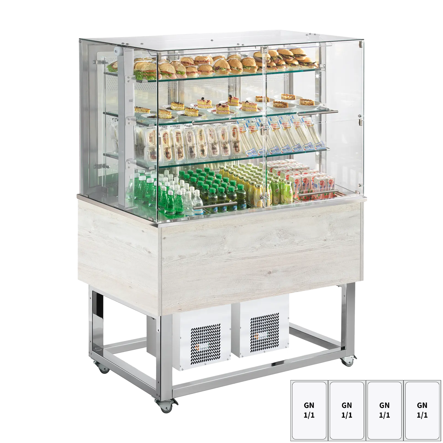 Vitrine refrigerée GN 4-1/1 cache du bas, ouverture vers les côtés, Hemlock | REDFOX - ES PLATINUM+ 4H  DS