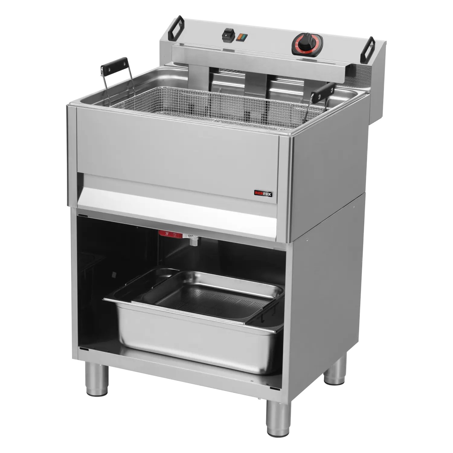 Friteuse électrique 0,5 kW/l, 30 l TOP avec robinet de vidange 400 V | REDFOX - FE 60 T/P