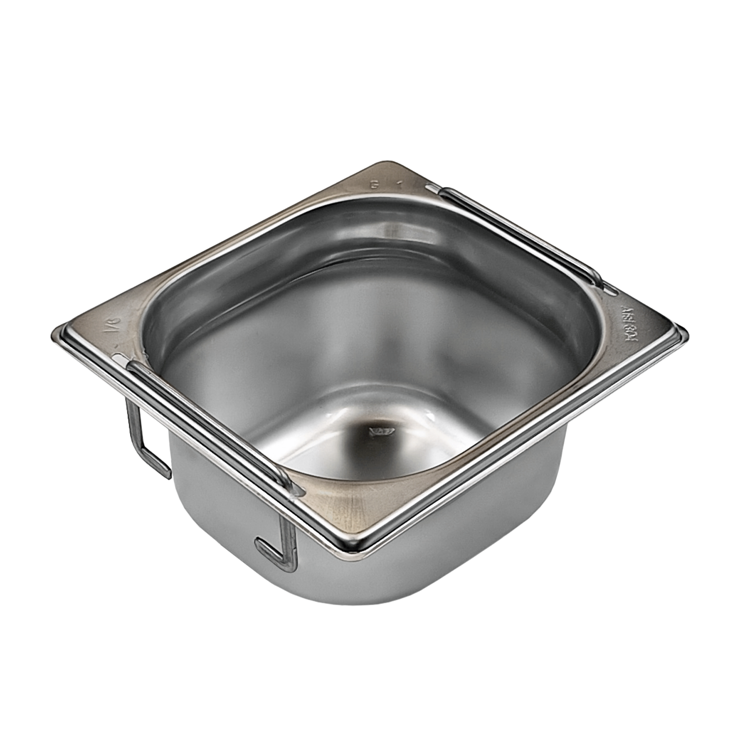Bac gastronorme GN 1/6 - 65 poignées escamontables en inox | REDFOX - GN 1/6-65 U