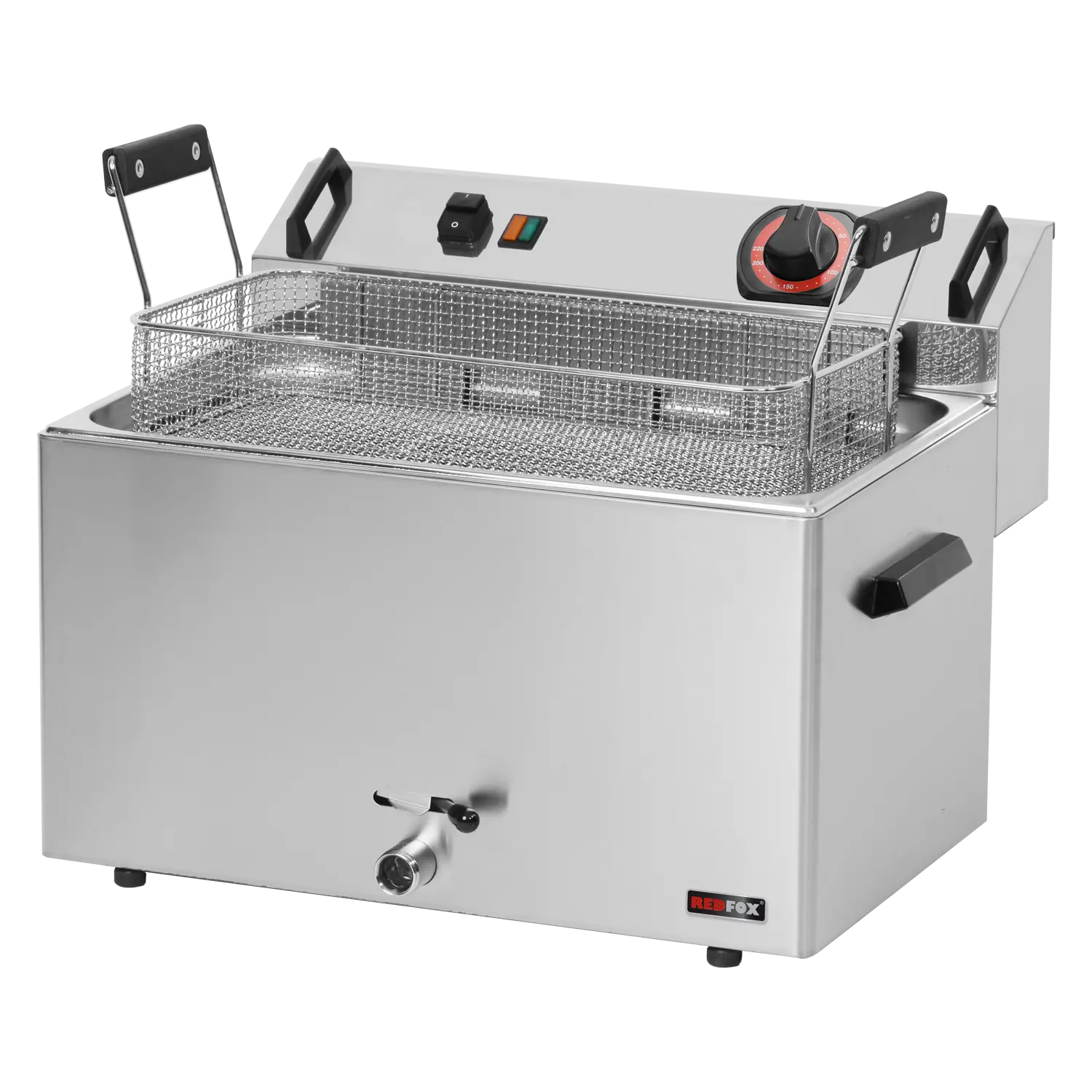Friteuse électrique 0,56 kW/l, 16 l TOP avec robinet de vidange 400 V | REDFOX - FE 30 T