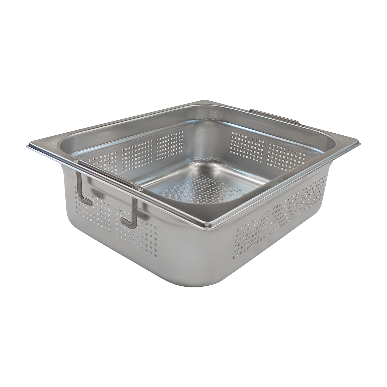 Bac gastronorme perforé GN 1/2 - 100 poignées escamontables en inox | REDFOX - GND 1/2-100 U