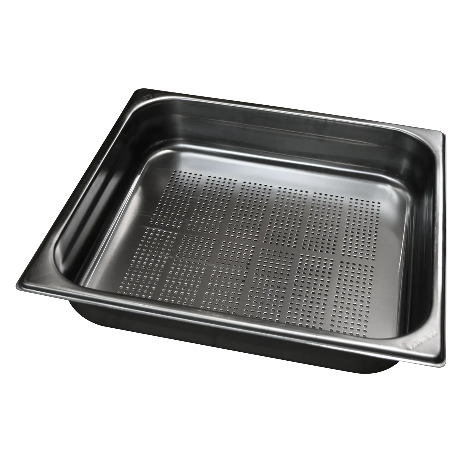 Bac gastronorme perforé GN 2/1 - 65 poignées escamontables en inox | REDFOX - GND 2/1-65 U