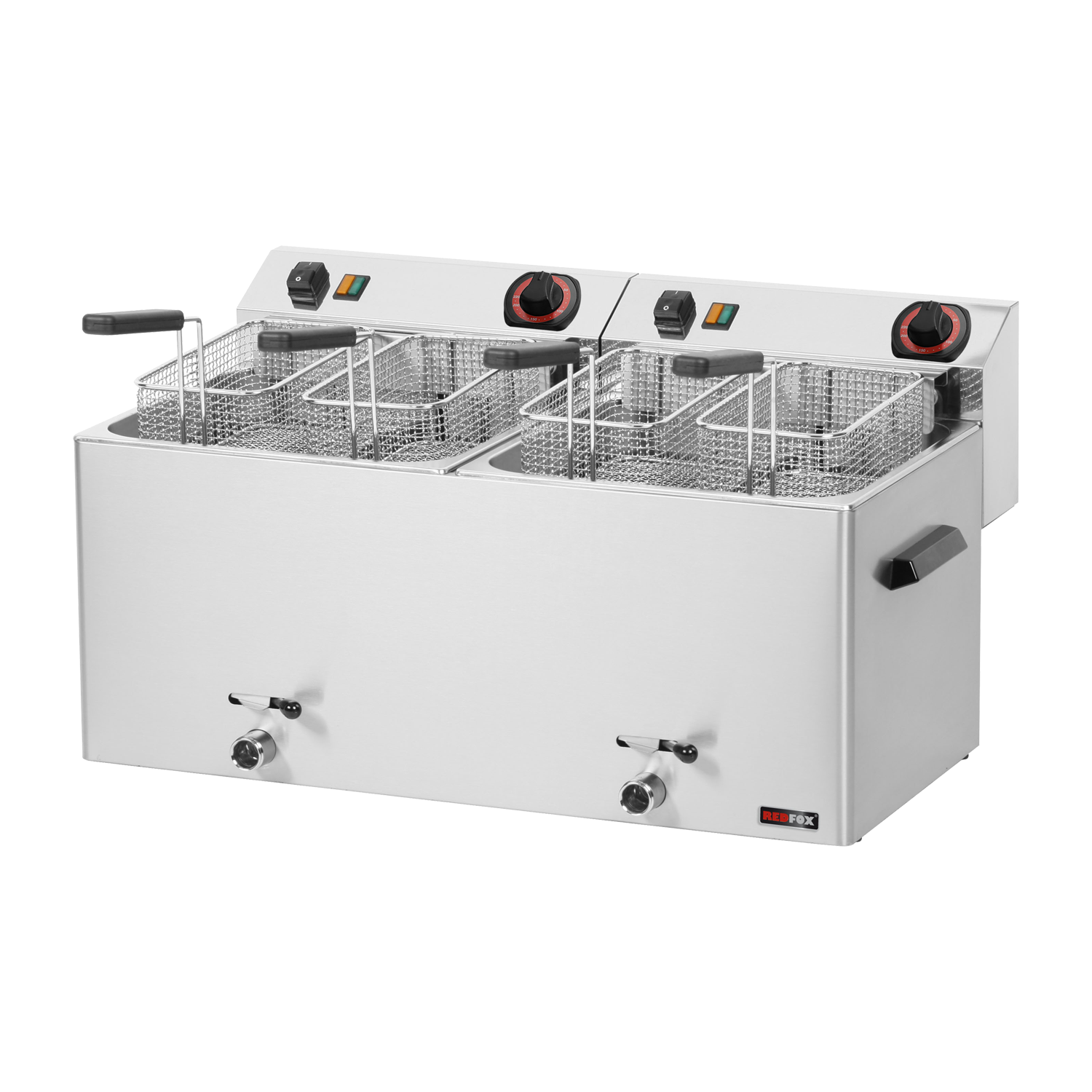 Friteuse électrique double 0,74 kW/l, 11+11 l TOP avec robinet de vidange 400 V | REDFOX - FE 1010 TD
