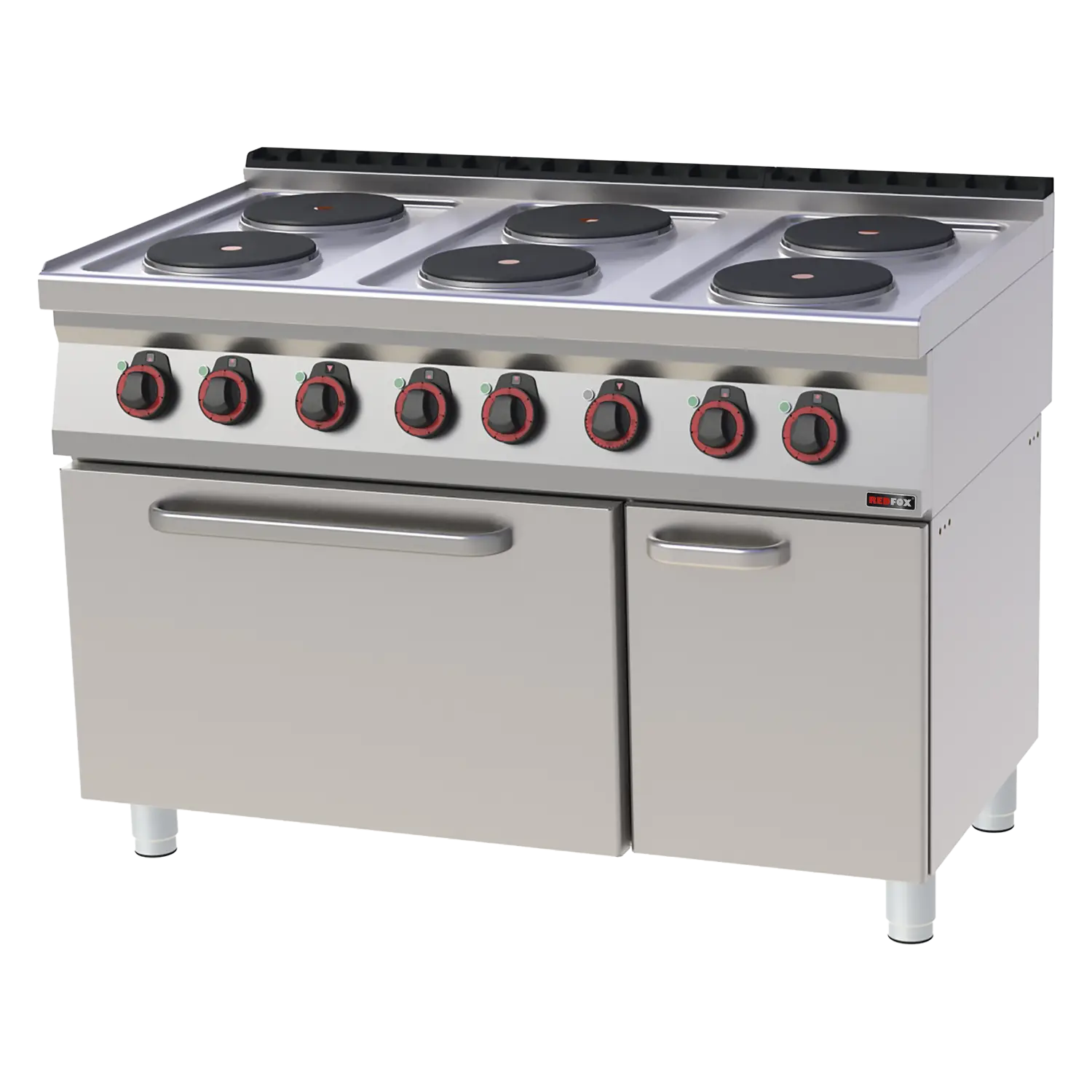 Fourneau électrique avec four électrique statique GN 2/1 - 6x feu 400 V | REDFOX - SPT 70/120-21 E