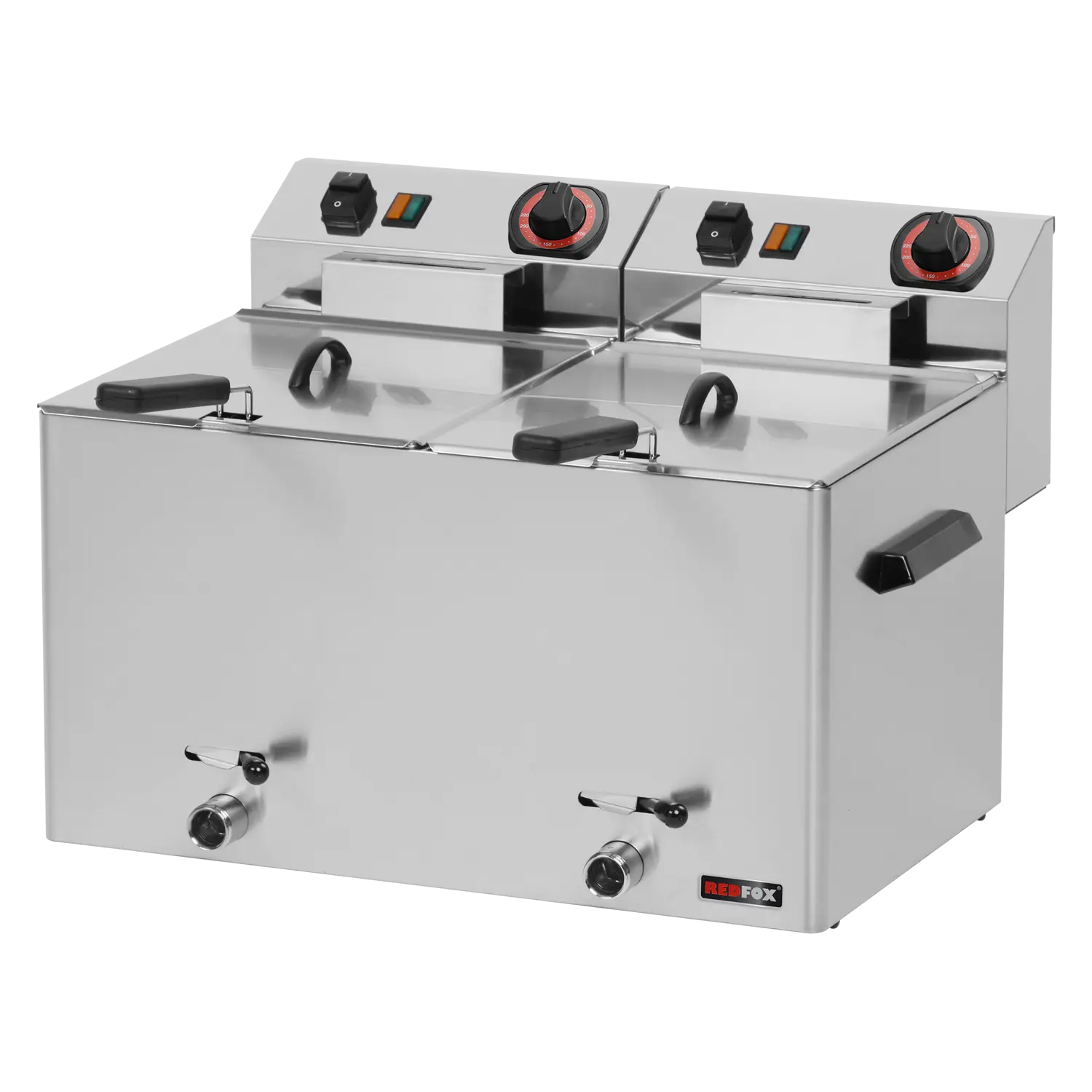 Friteuse électrique double 0,38 kW/l, 8+8 l TOP avec robinet de vidange 230 V | REDFOX - FE 77 V