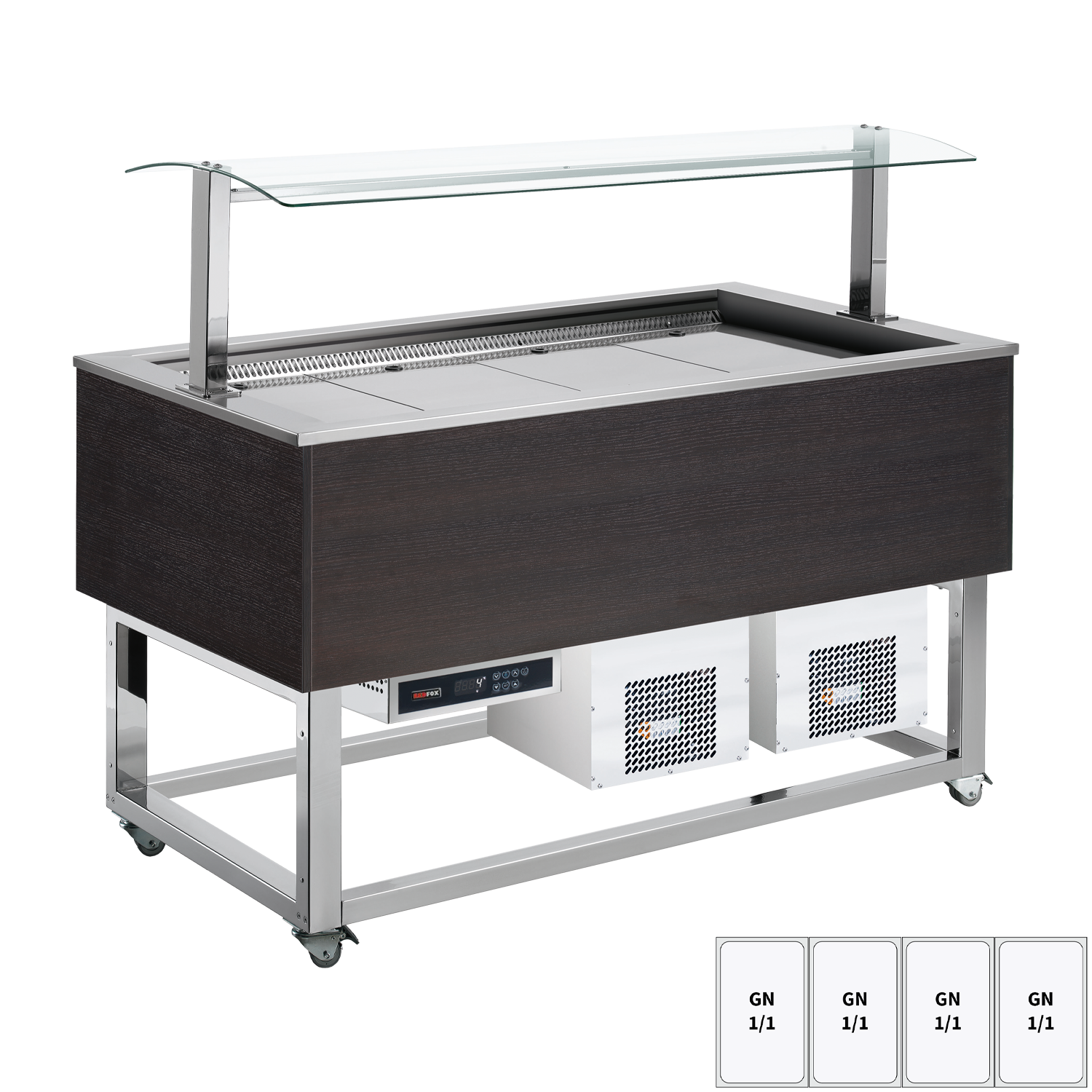 Buffet à froid positif GN 4-1/1 Wenge | REDFOX - ES BLUE+ 4W